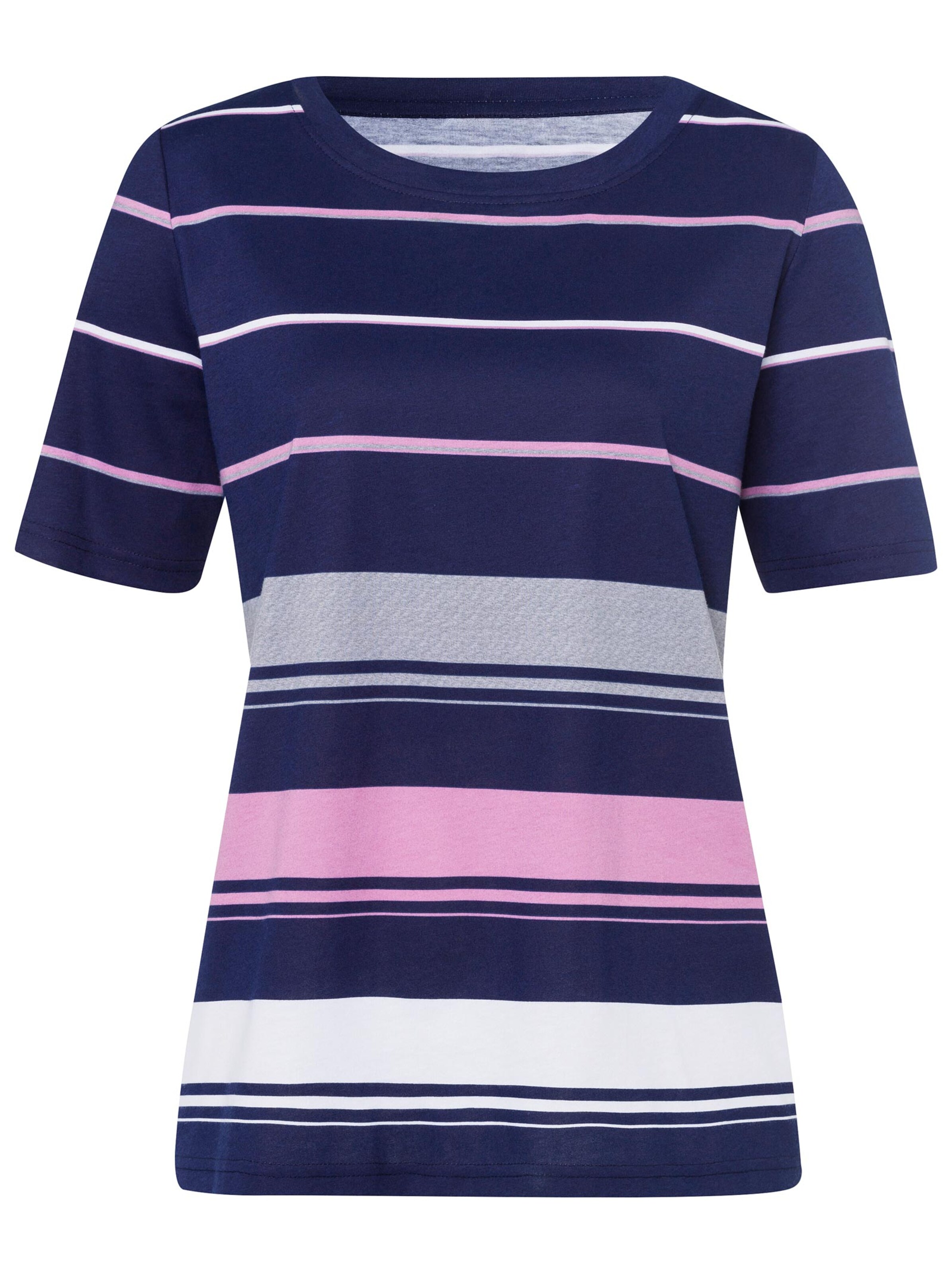 Shirt - nachtblau-altrosa-geringelt