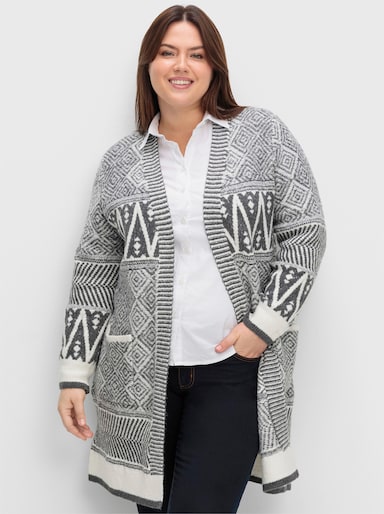 sheego by Joe Browns Veste longue en tricot sans fermeture - gris