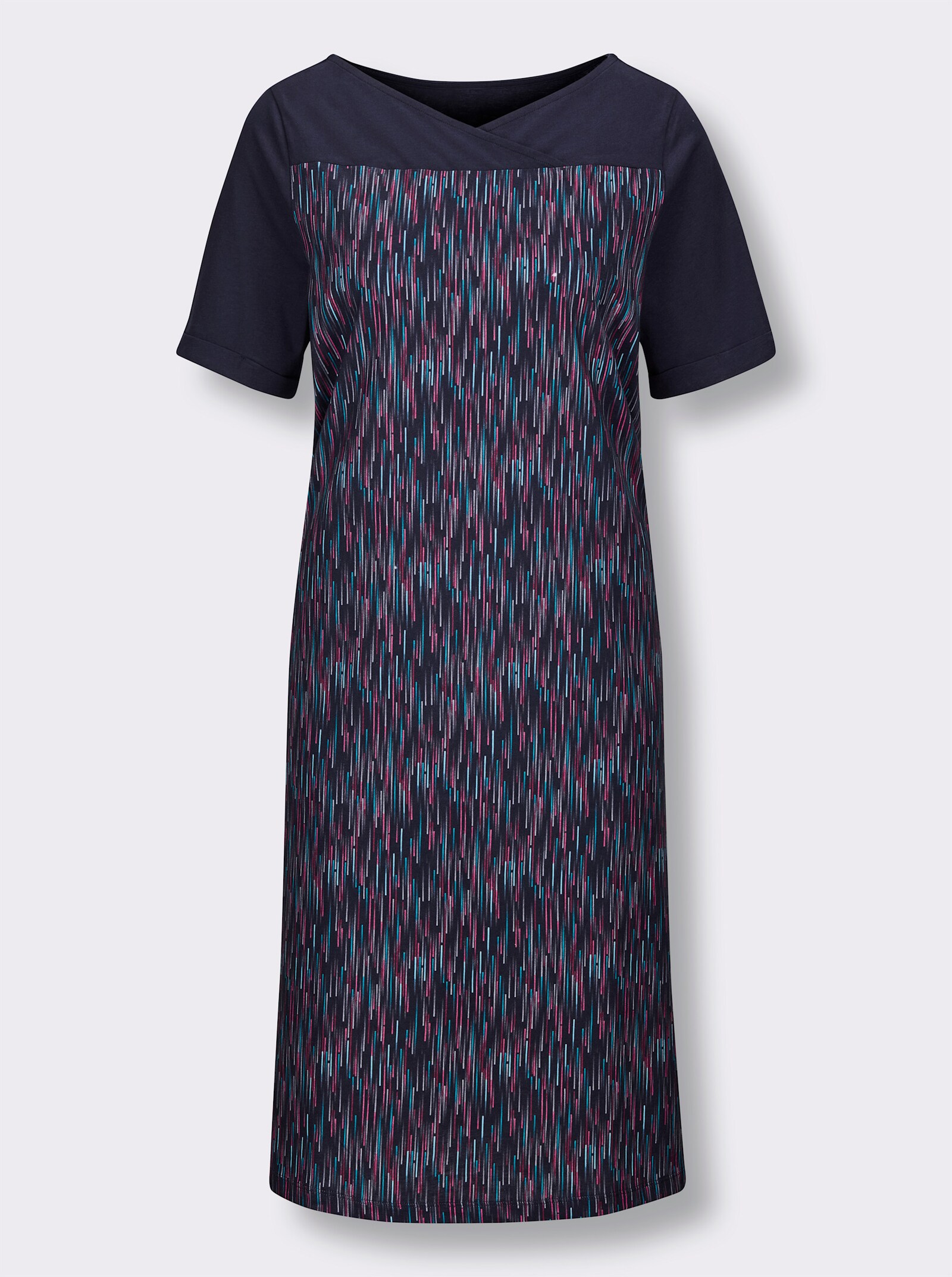 wäschepur Sleepshirt mit grafischem Dessin - marine-malve-gestreift