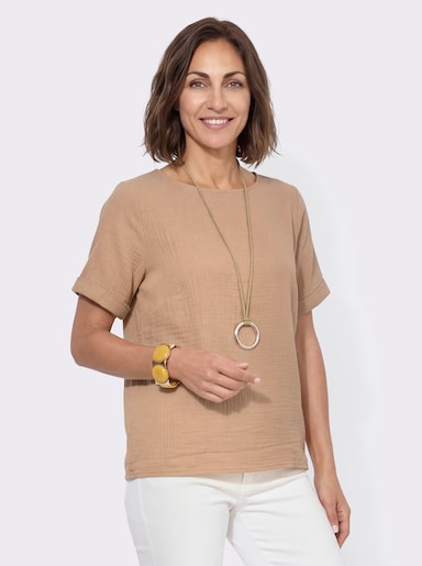 Schlupfbluse im Oversize-Schnitt - camel
