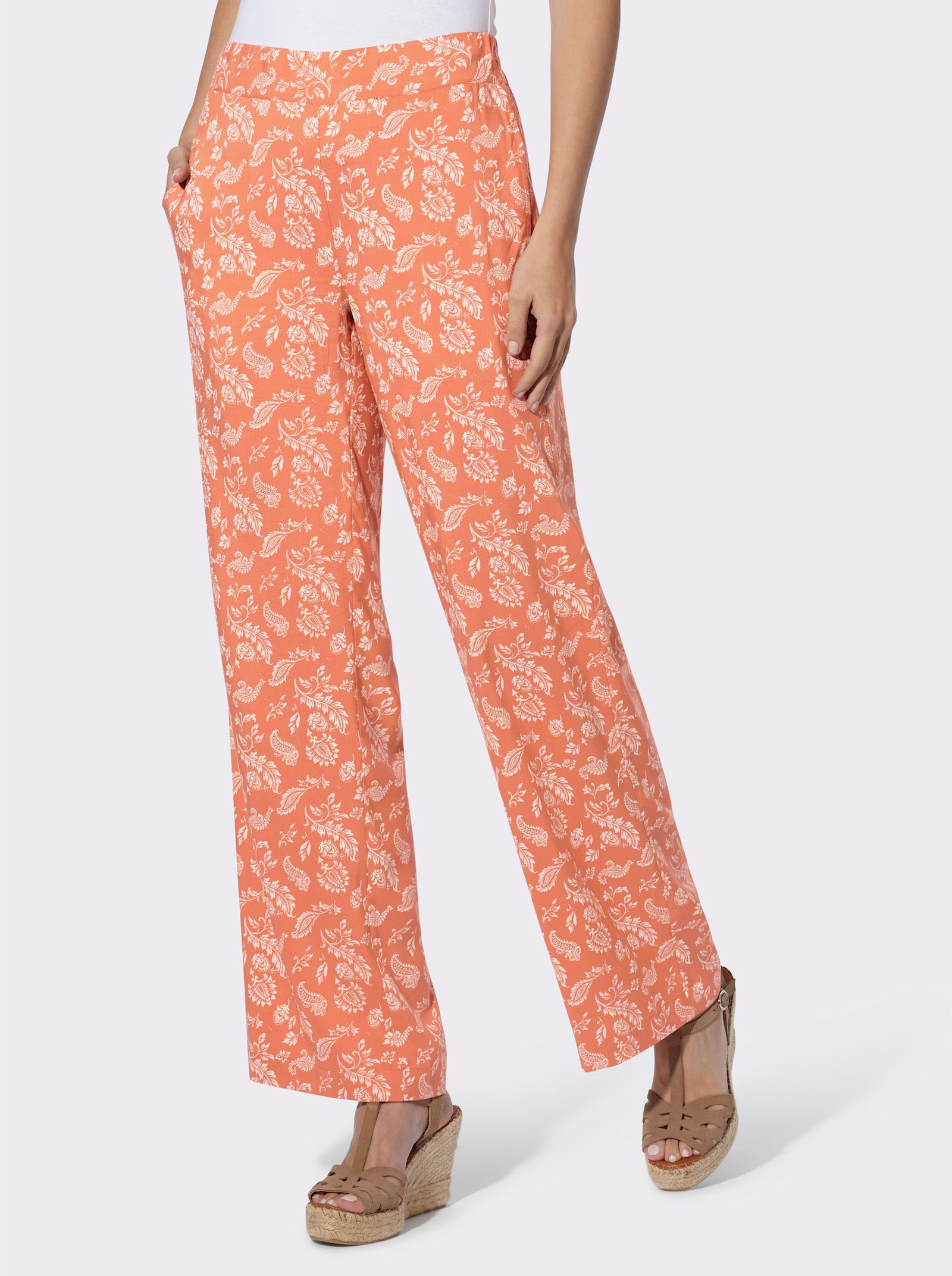 heine Webhose - ecru-papaya-bedruckt