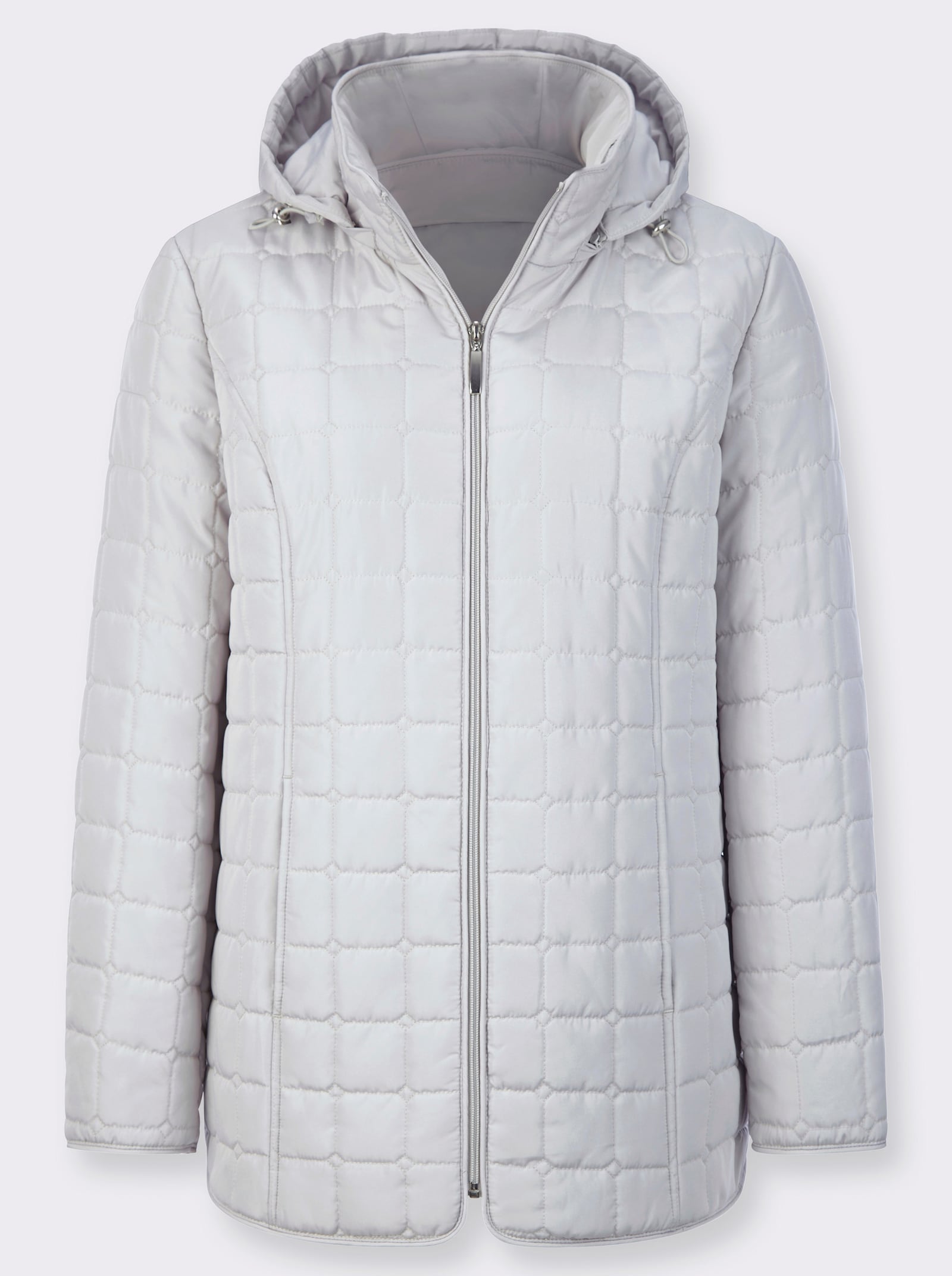 Steppjacke mit abzippbarer Kapuze - hellgrau
