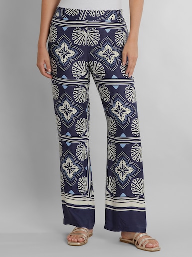 heine Druckhose in Schlupfform - marine-champagner-bedruckt