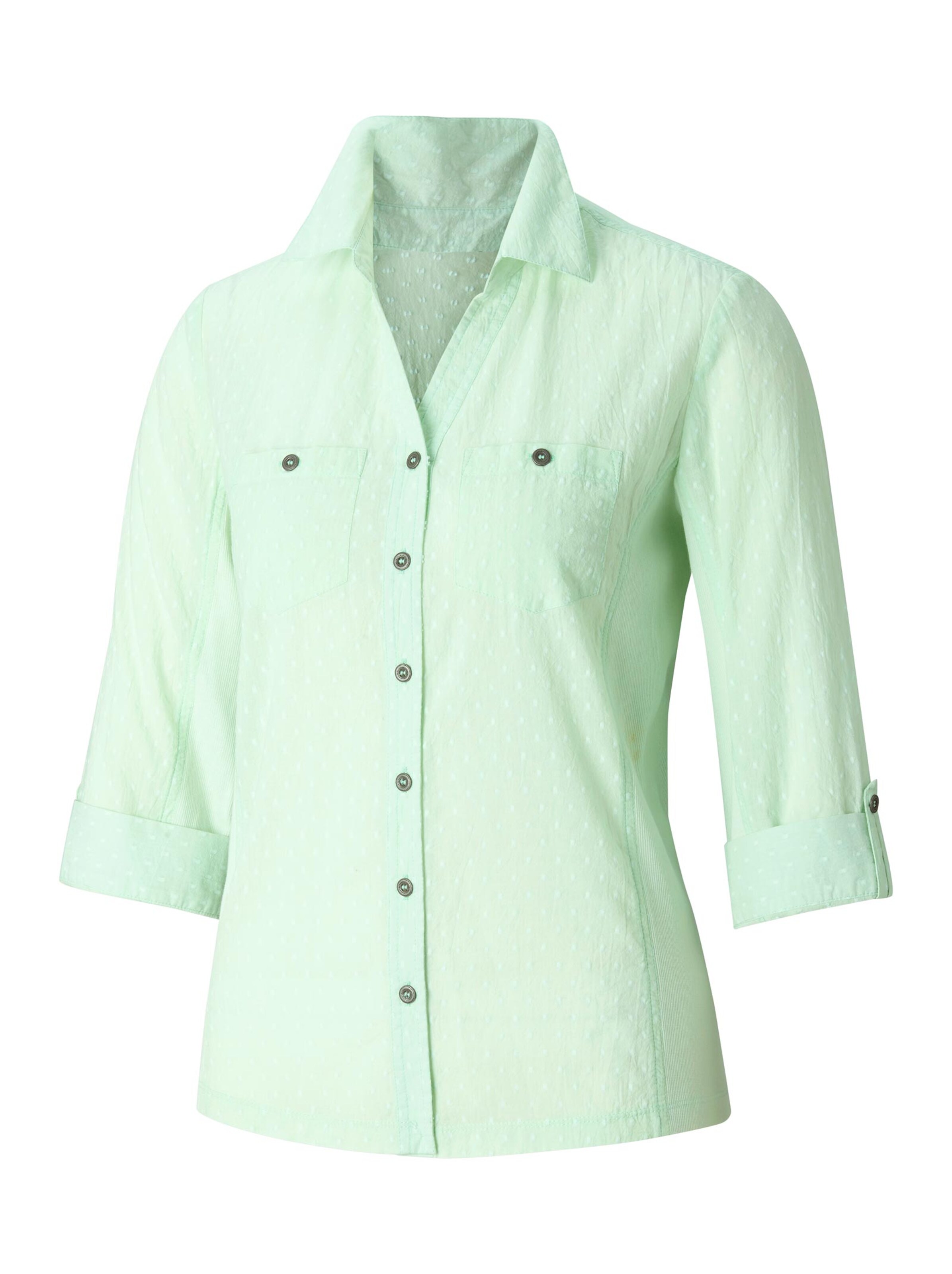 Collection L Hemdbluse - lindgrün-getupft