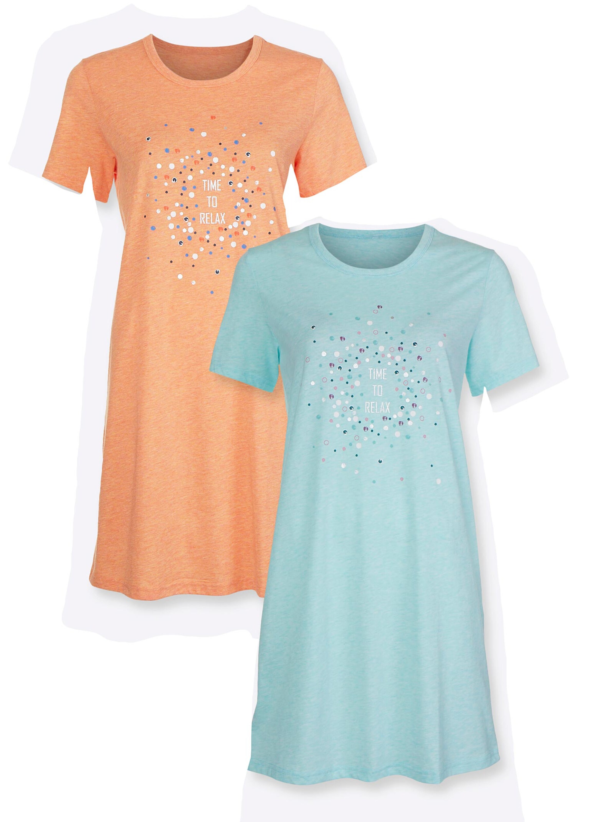 wäschepur Sleepshirts - mint-meliert + orange-meliert