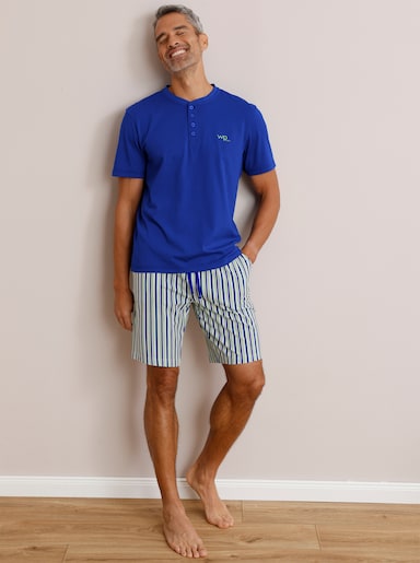 Hose kurz - royalblau-apfel-gestreift