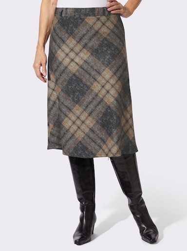 Karorock in Flanell-Optik - camel-schwarz-kariert