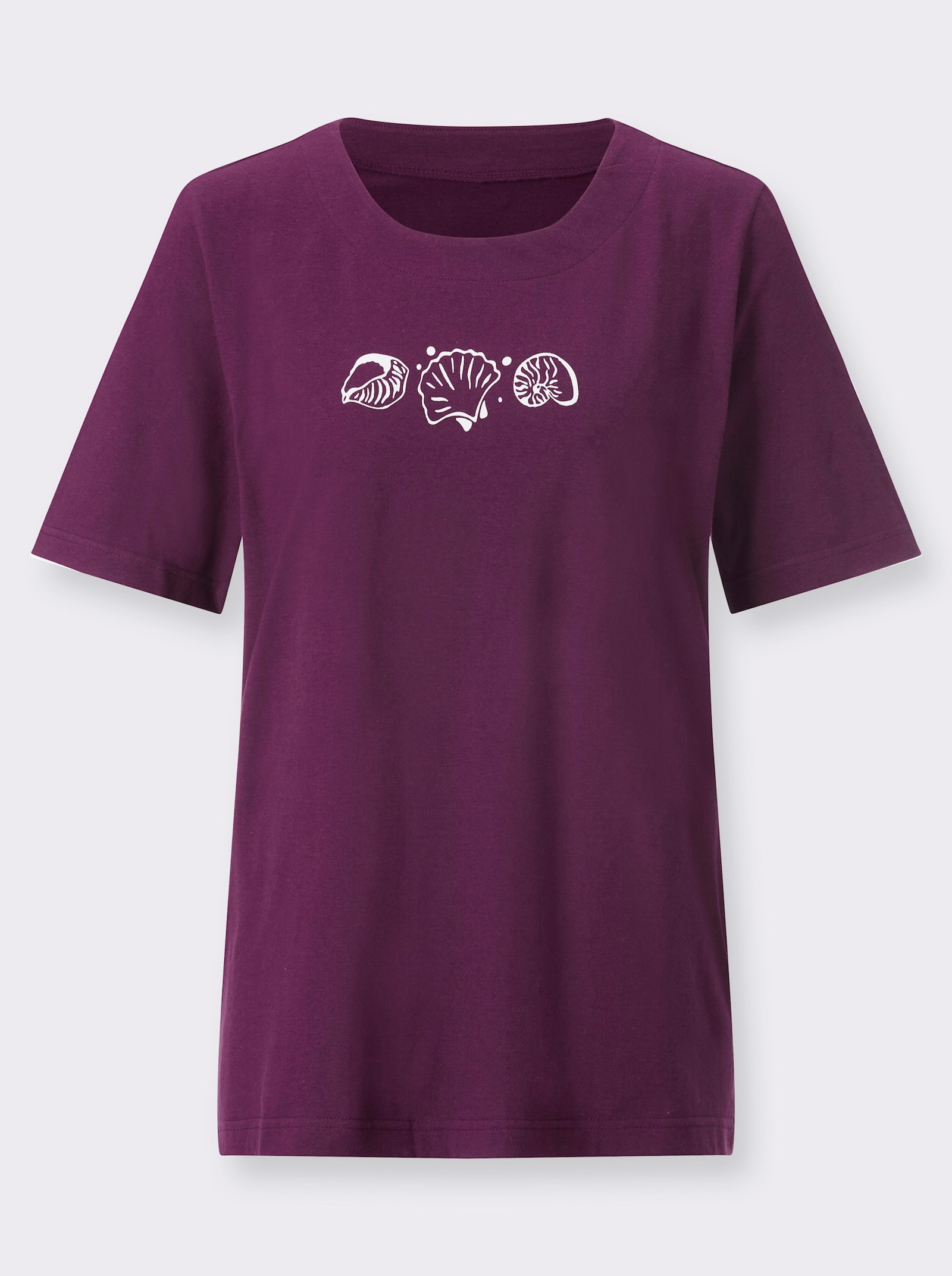 Tričko s krátkým rukávem a potiskem mušlí - fíková