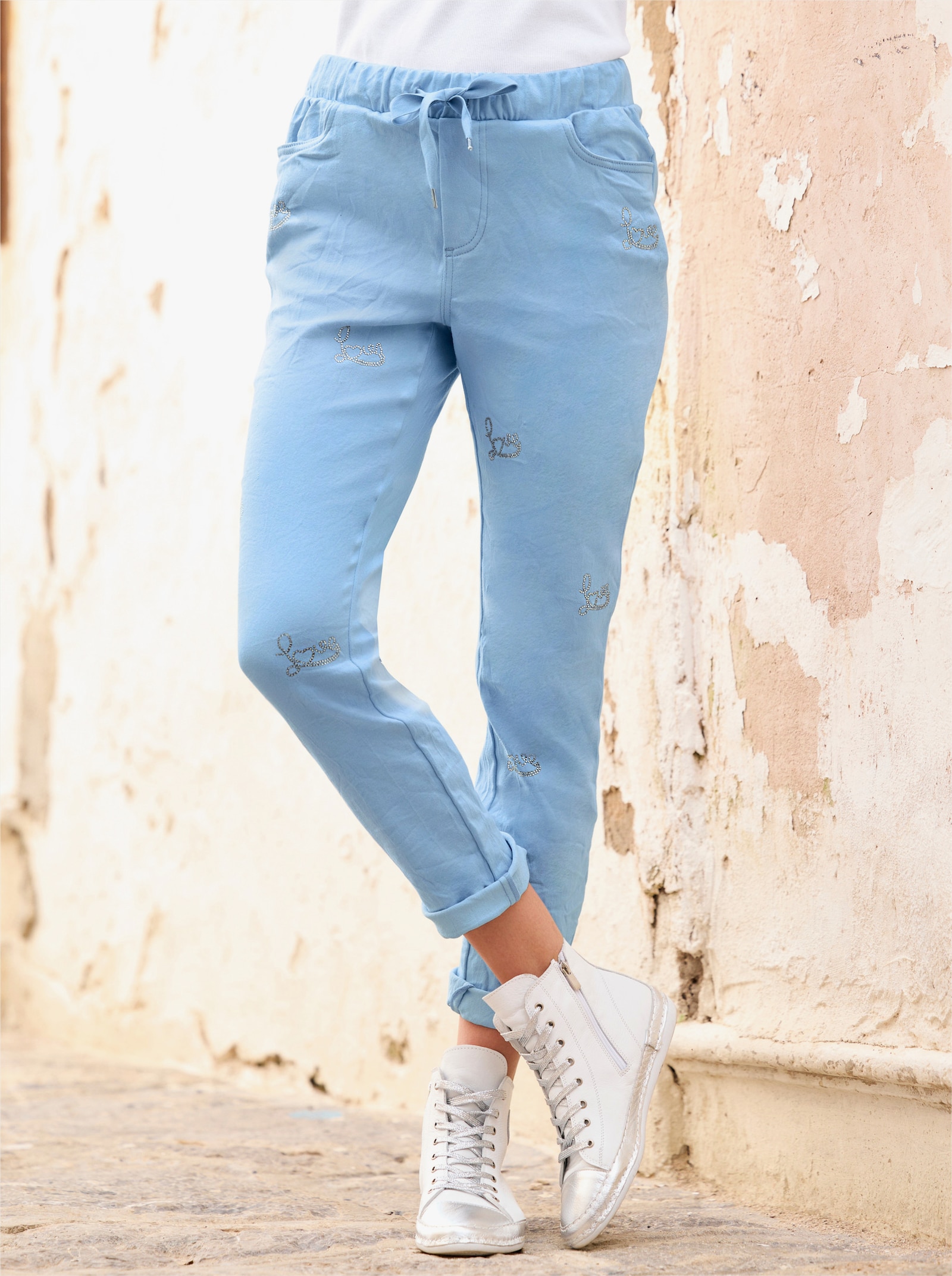 heine Schlupfhose mit Glitzersteinchen - hellblau