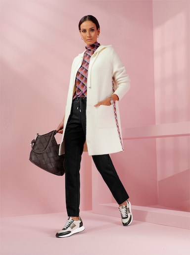 heine Jacquardstrickjacke mit Kapuze - champagner-meliert