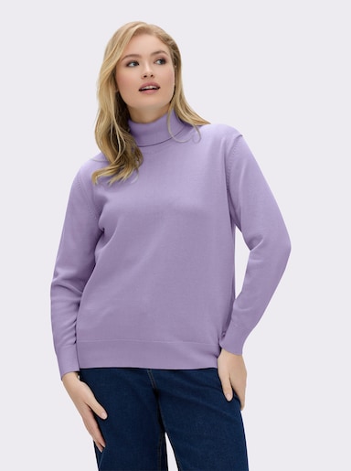 Rollkragenpullover aus reiner Baumwolle - flieder