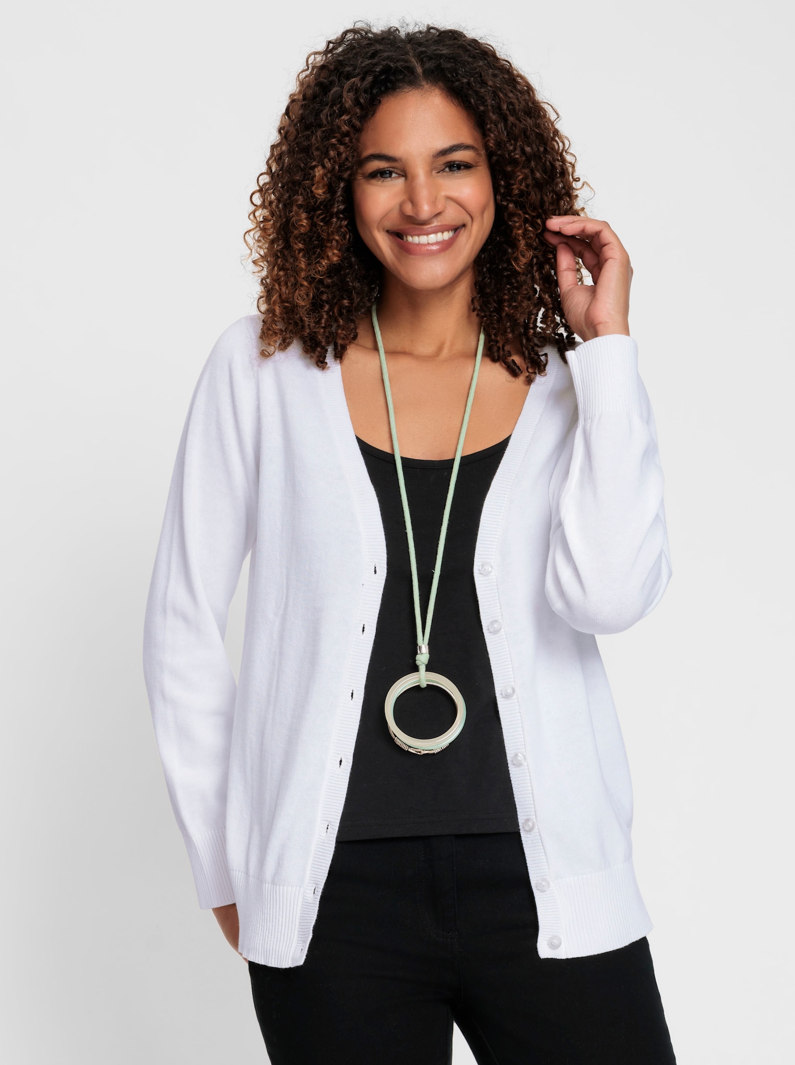 Pletený kardigan s výstrihom do V - svetlobéžová