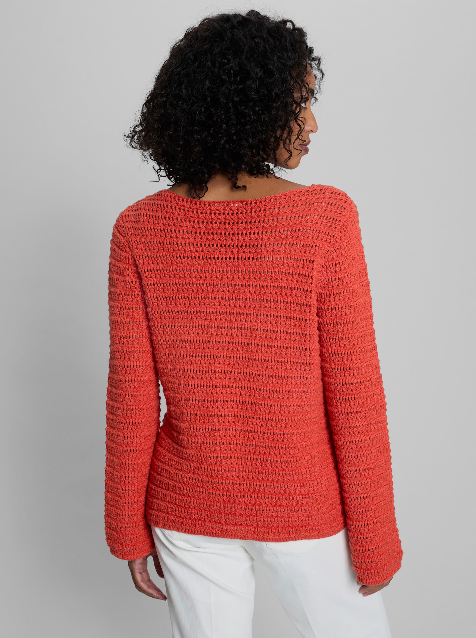 heine Langarm-Pullover mit Ajourmuster - terra