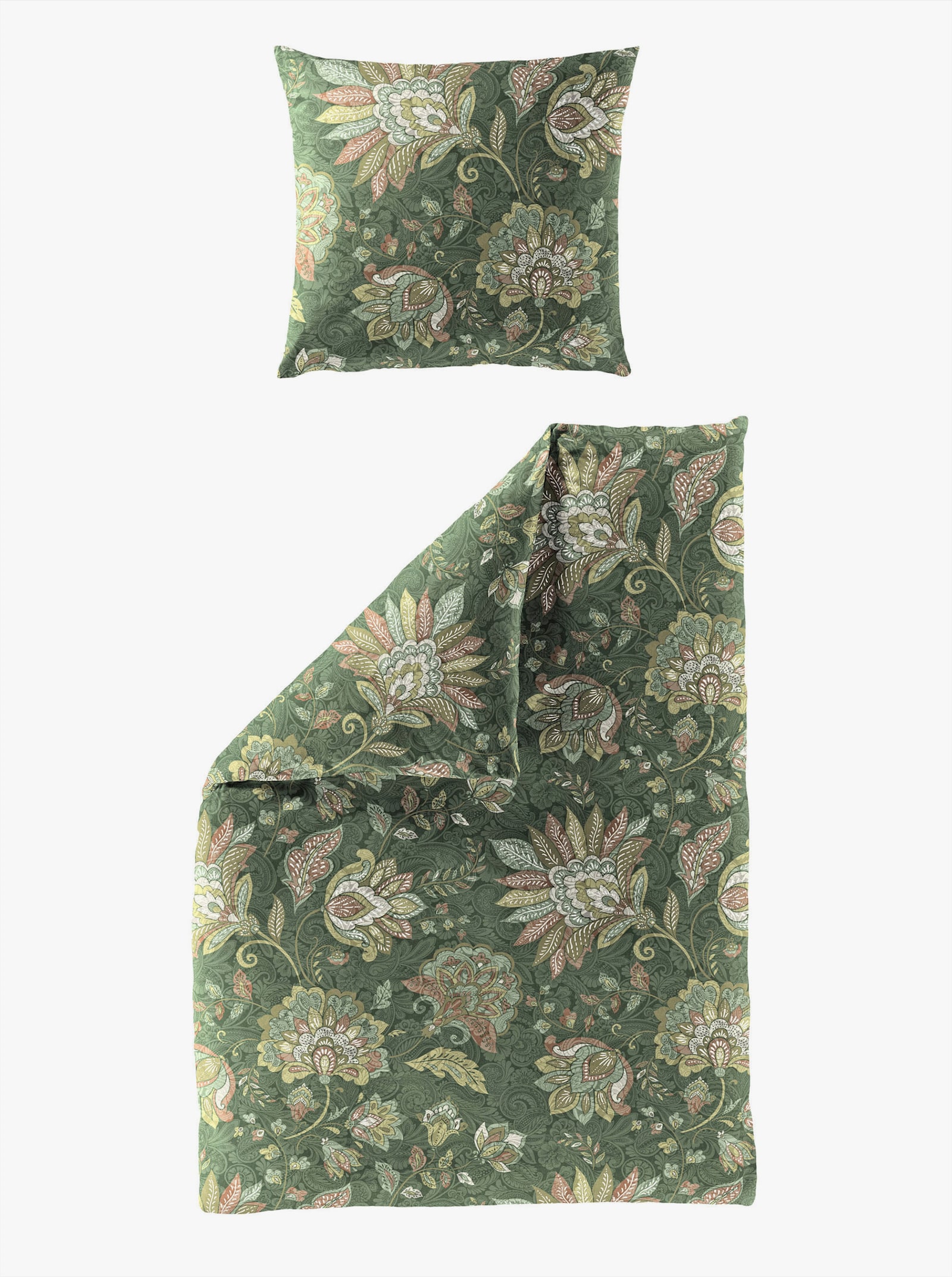Bierbaum Bettwäsche - grün-terra-bedruckt