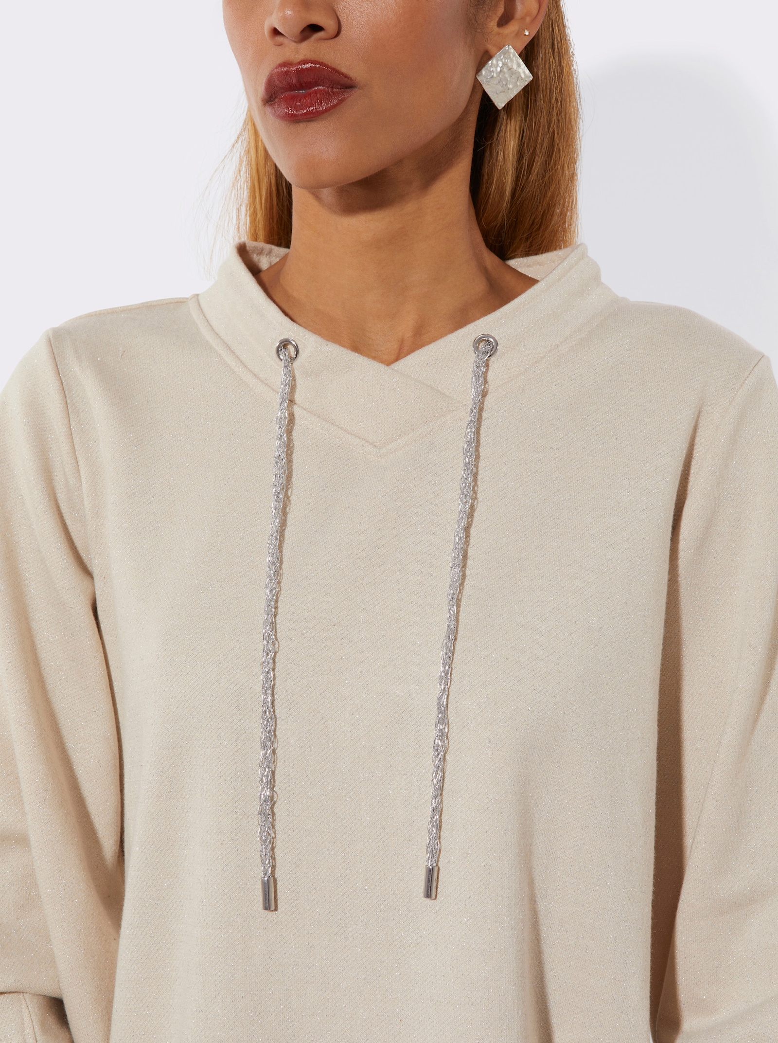 Sweatshirt mit Ballon-Ärmeln - sand-silberfarben