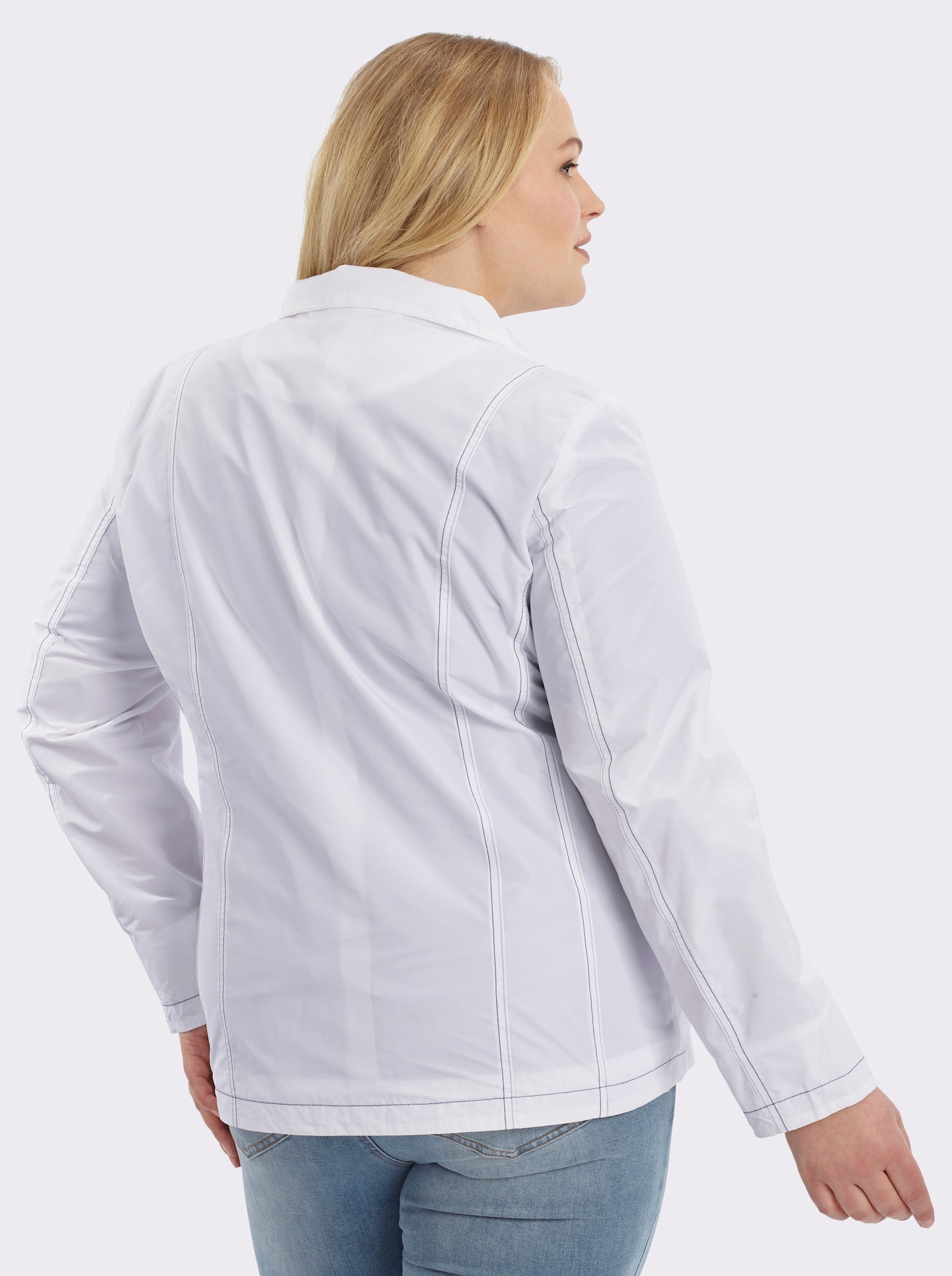 Übergangsjacke mit kontrastfarbigen Ziernähten - weiß