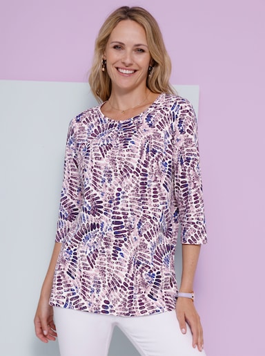 Lang shirt - ecru/roze geprint