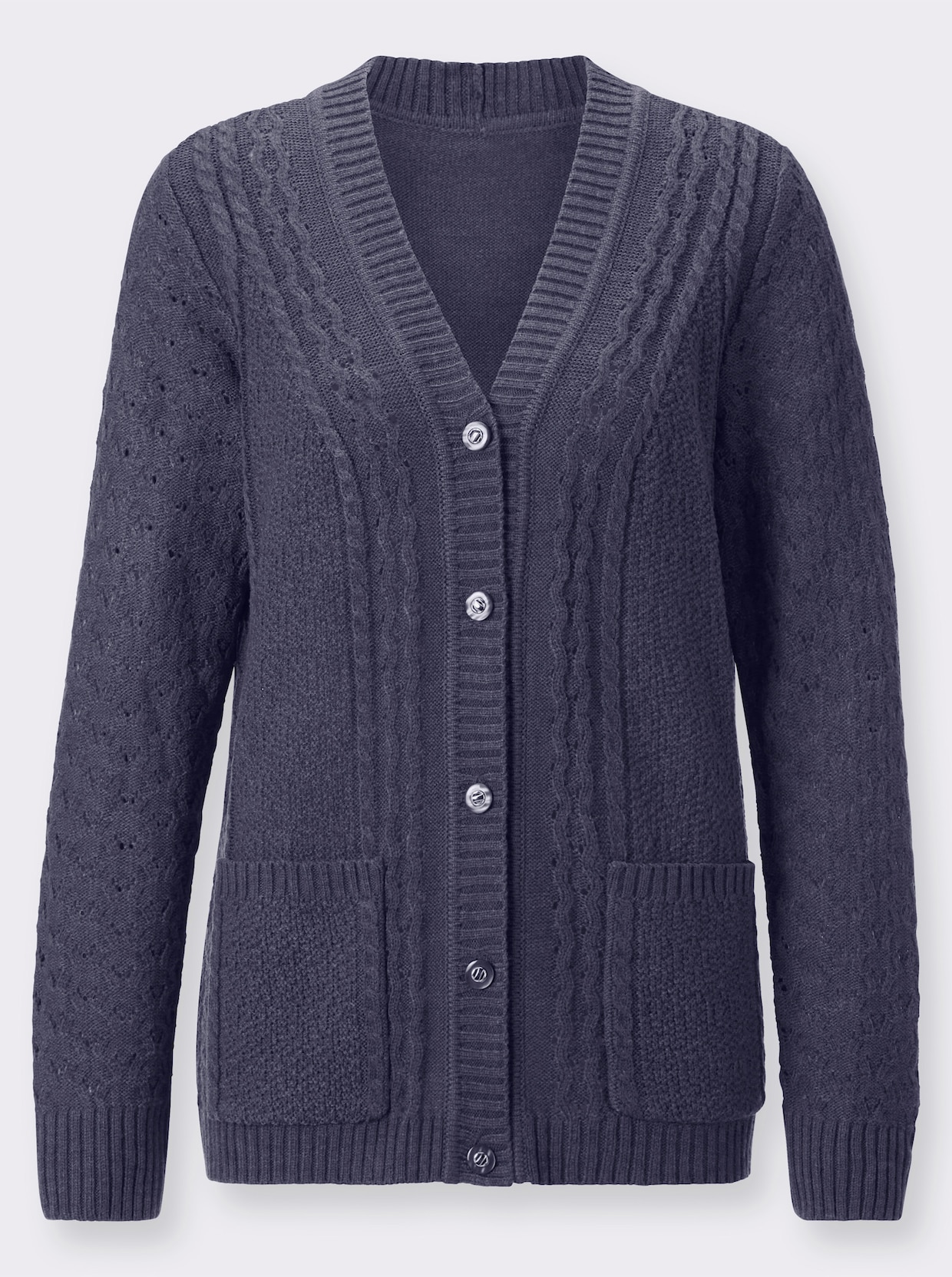 Strickjacke - marine-meliert