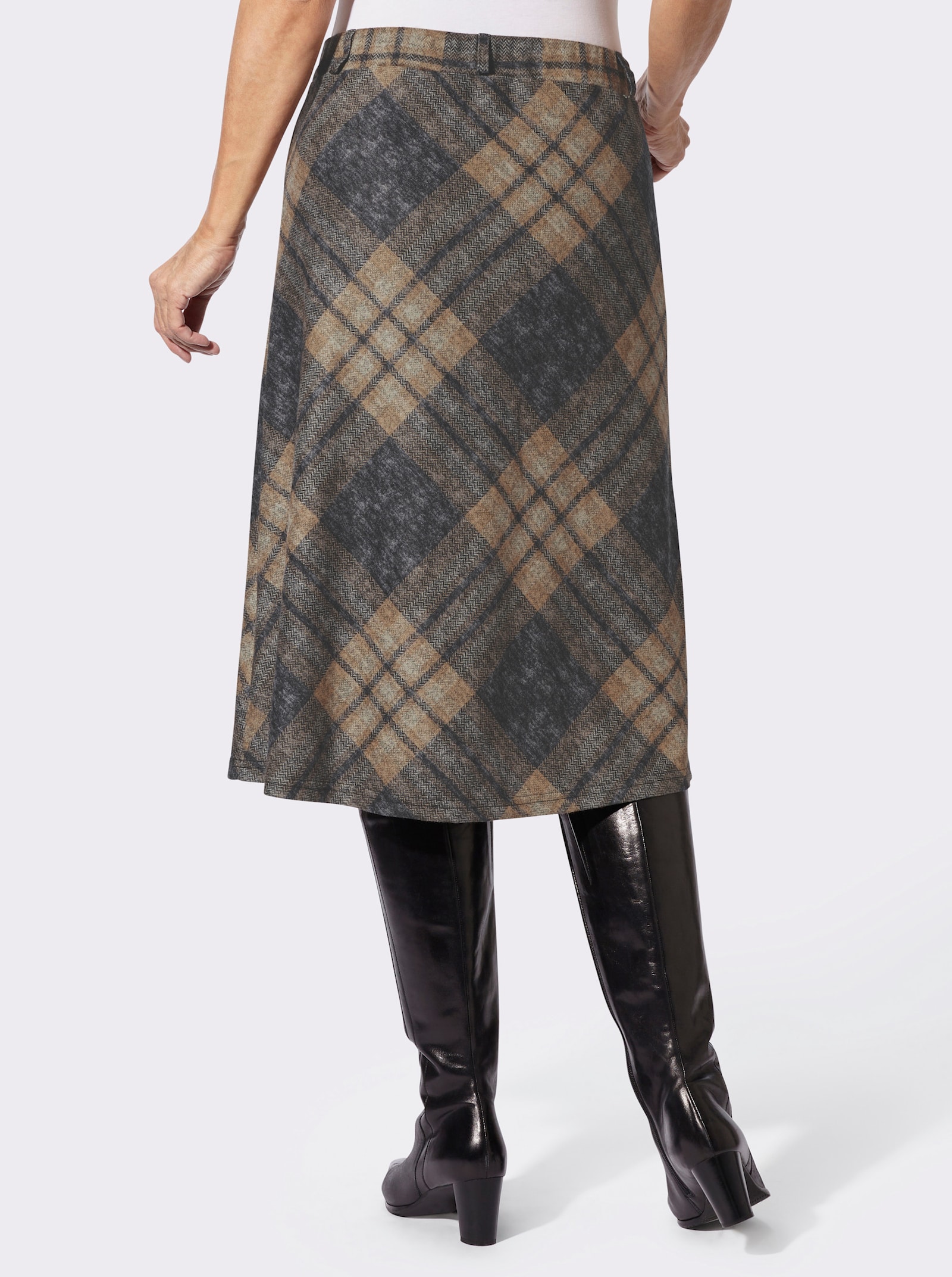 Karorock in Flanell-Optik - camel-schwarz-kariert