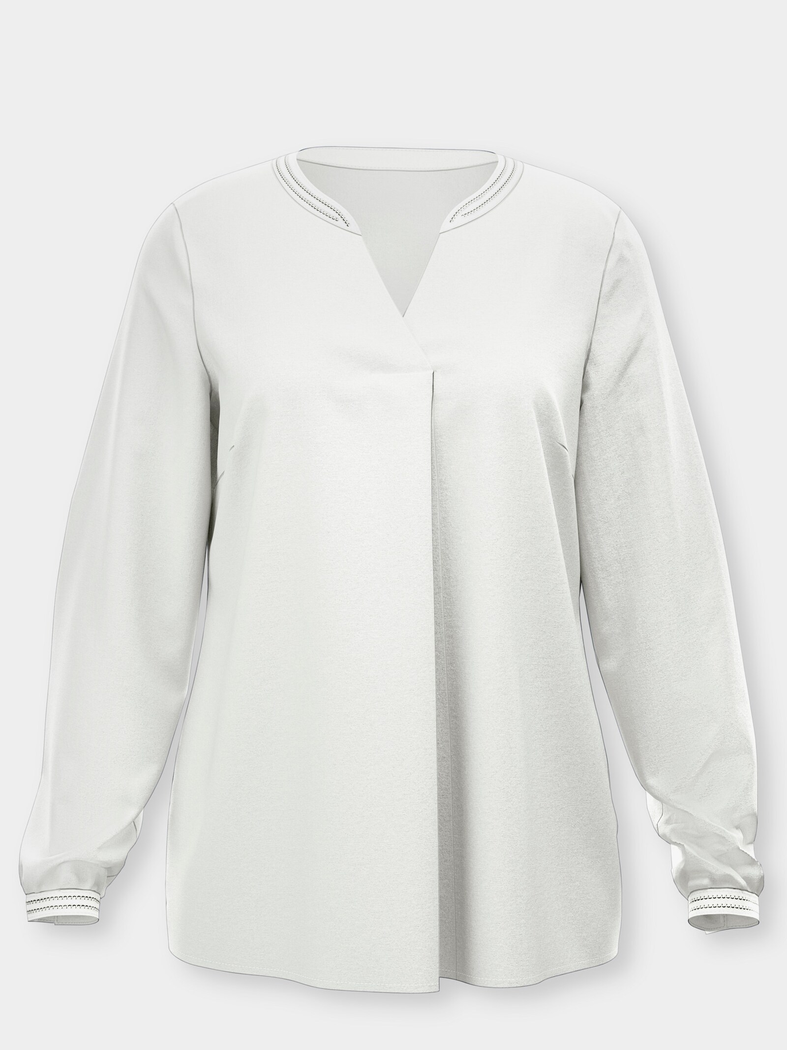 Langarm-Bluse in Satin-Qualität - ecru