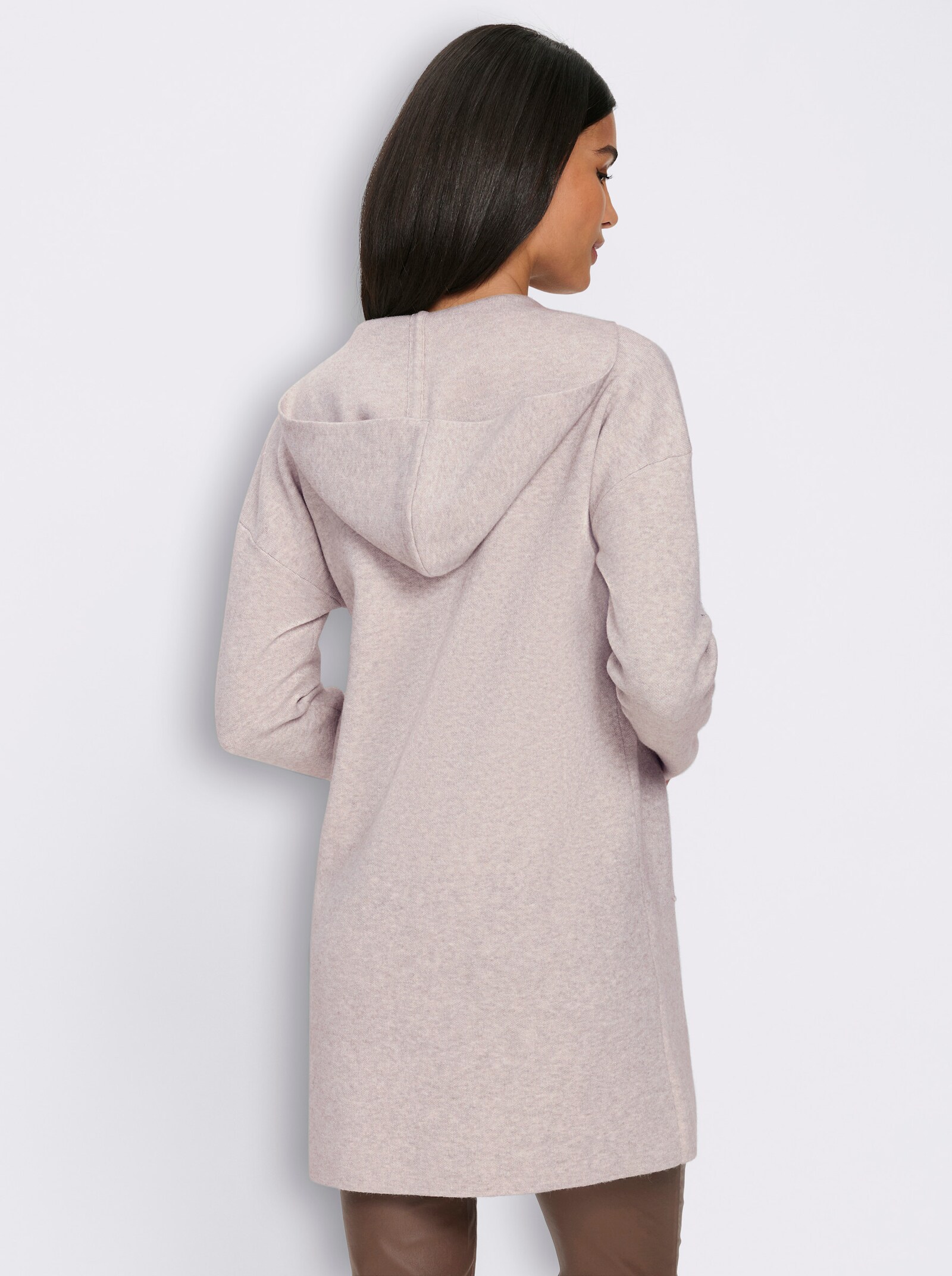 heine Longstrickjacke mit Kapuze - hellgrau-meliert