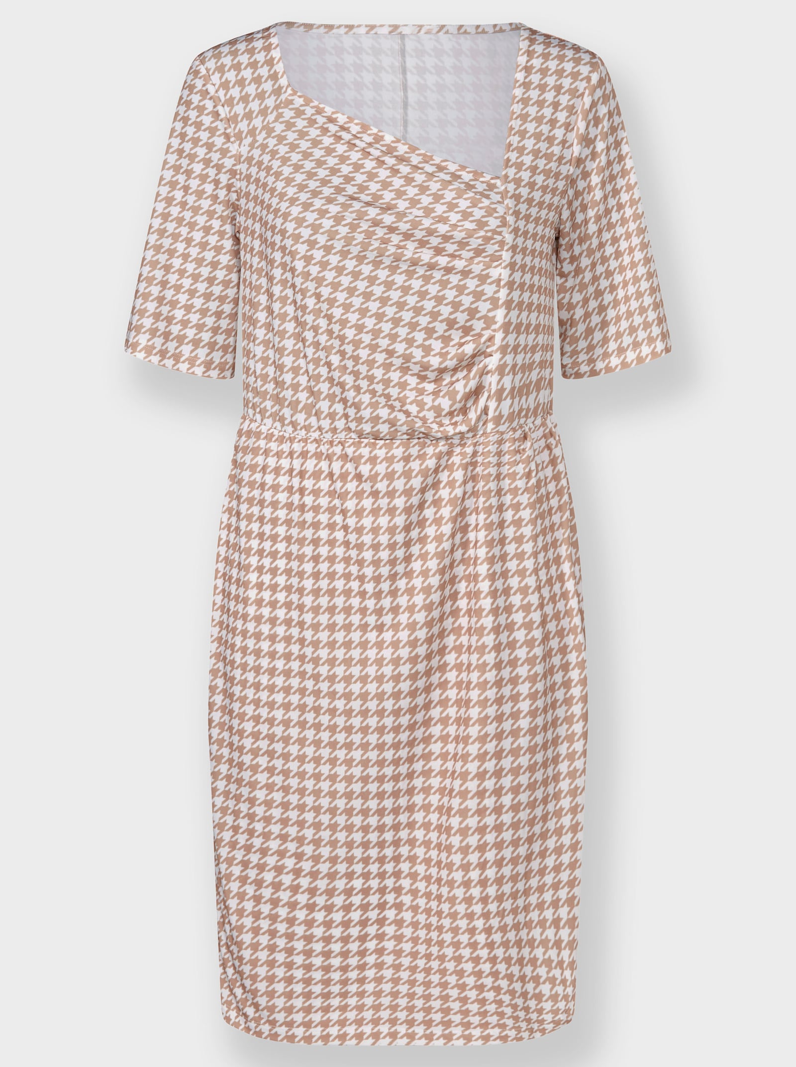 heine Wikkeljurk met pepita-patroon - ecru/camel/pepita