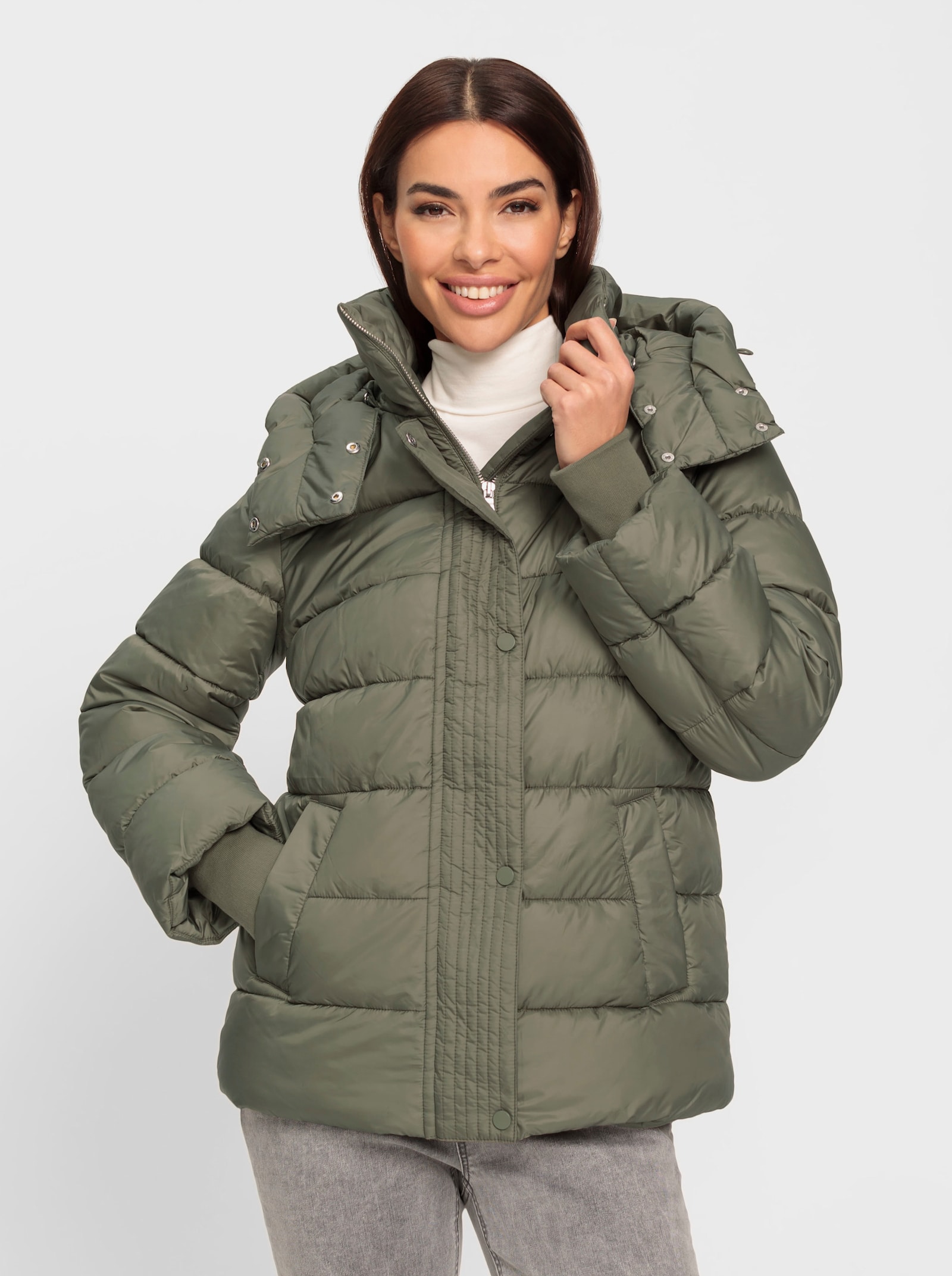 heine Steppjacke mit abnehmbarer Kapuze - khaki