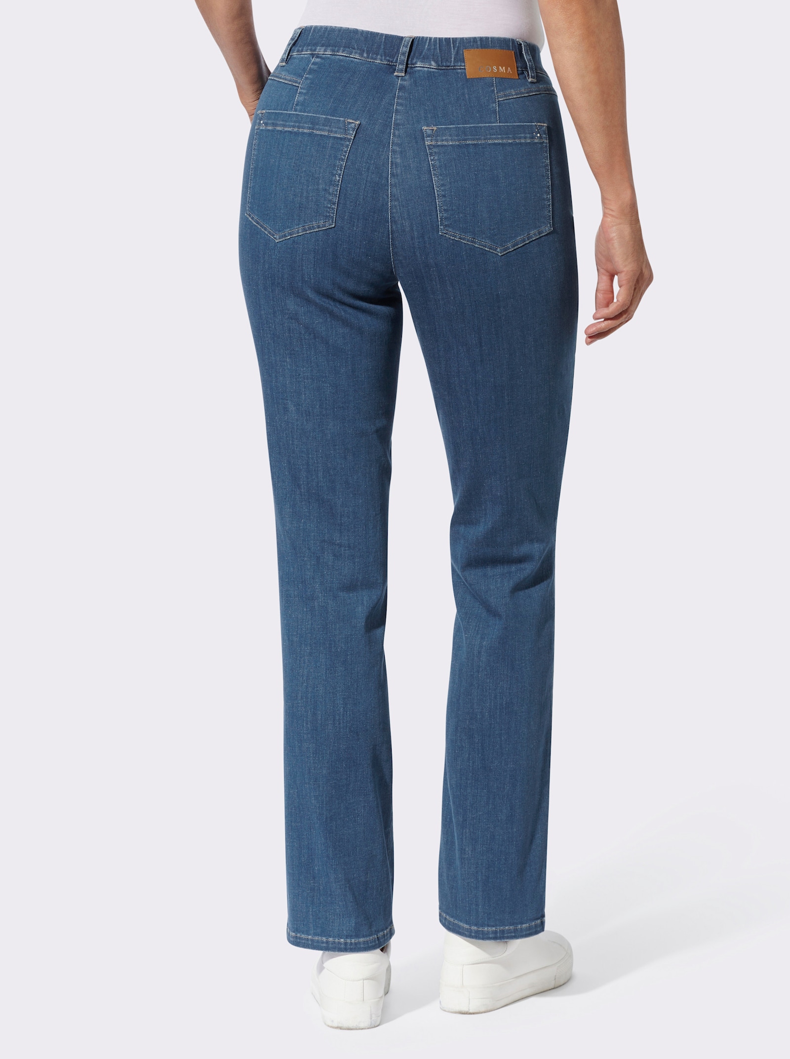 Jeans mit Rundum-Dehnbund - blue-stone-washed