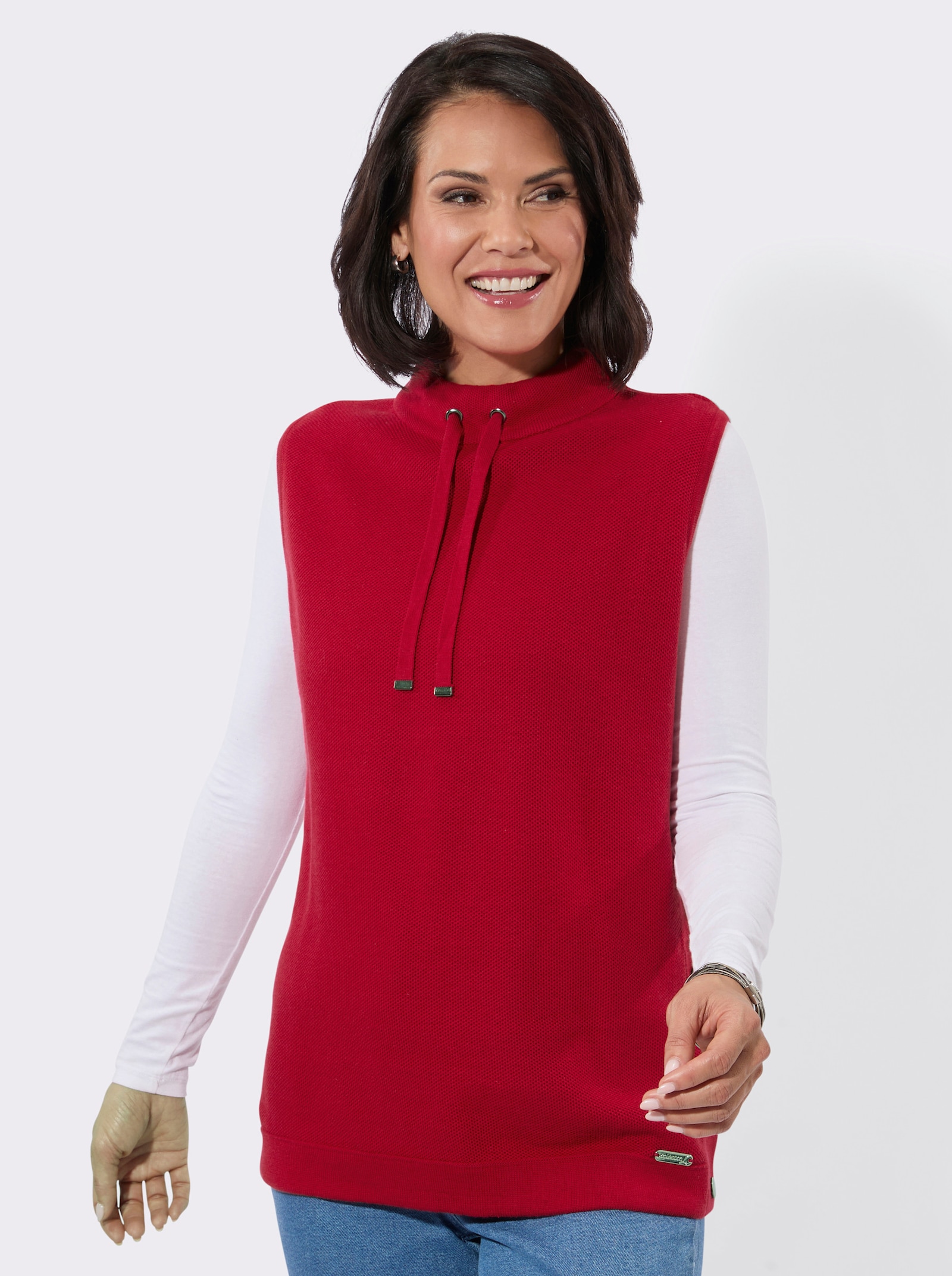 Pullunder mit Ripp-Stehkragen - rot