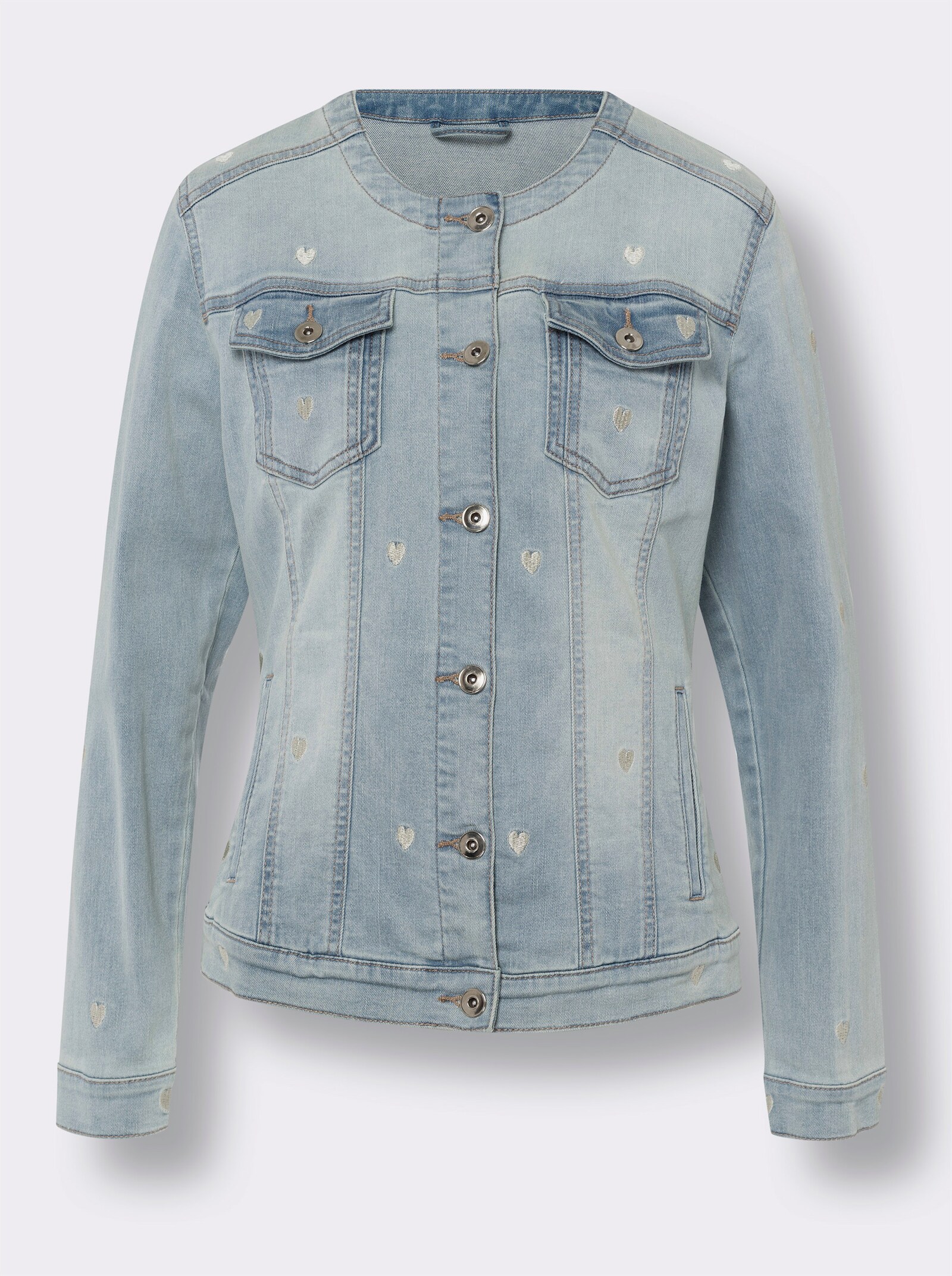 heine Jeansjacke mit Herz-Stickerei - blue-bleached
