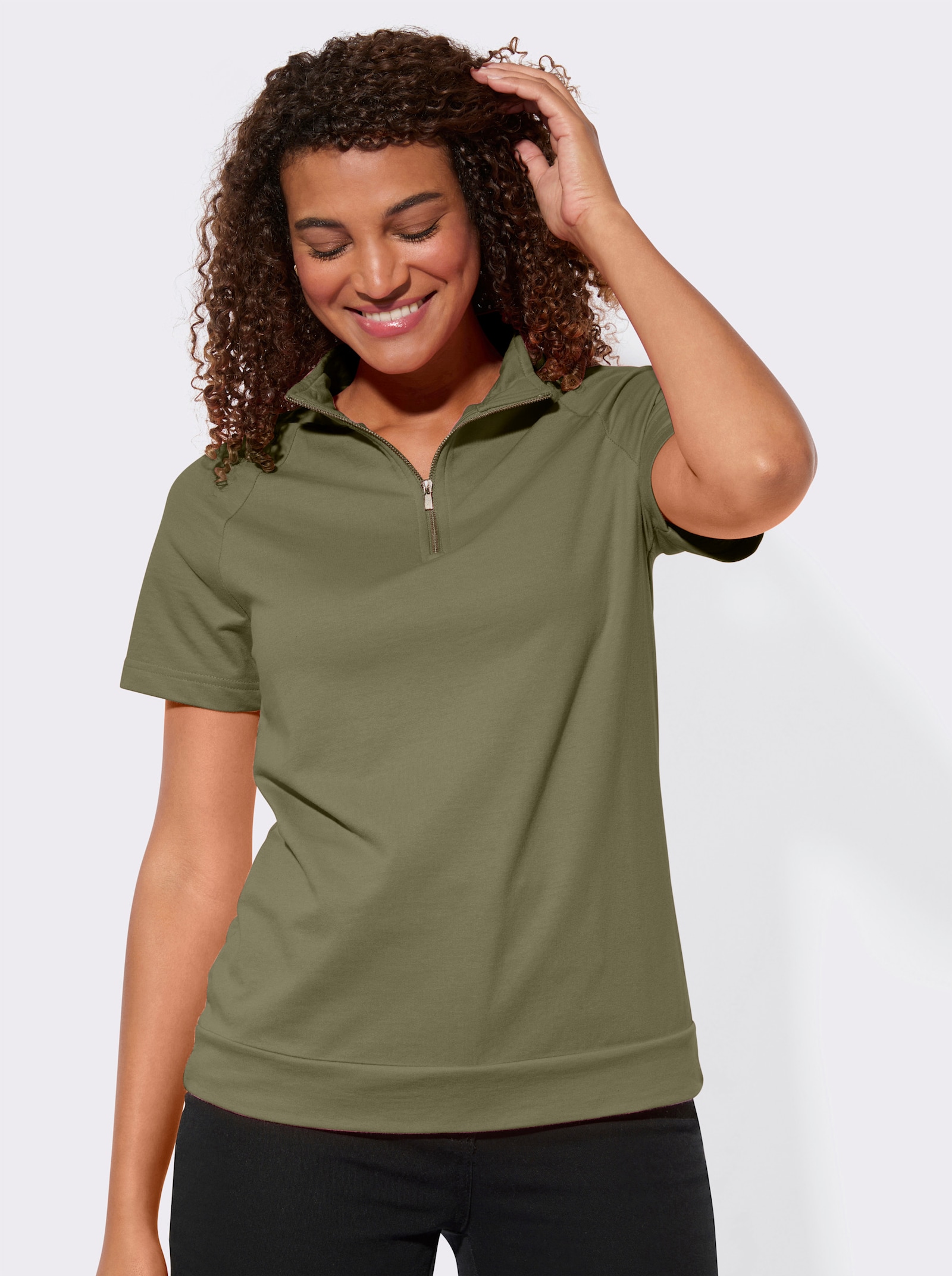 Sweatshirt mit überschnittenen Schultern - khaki