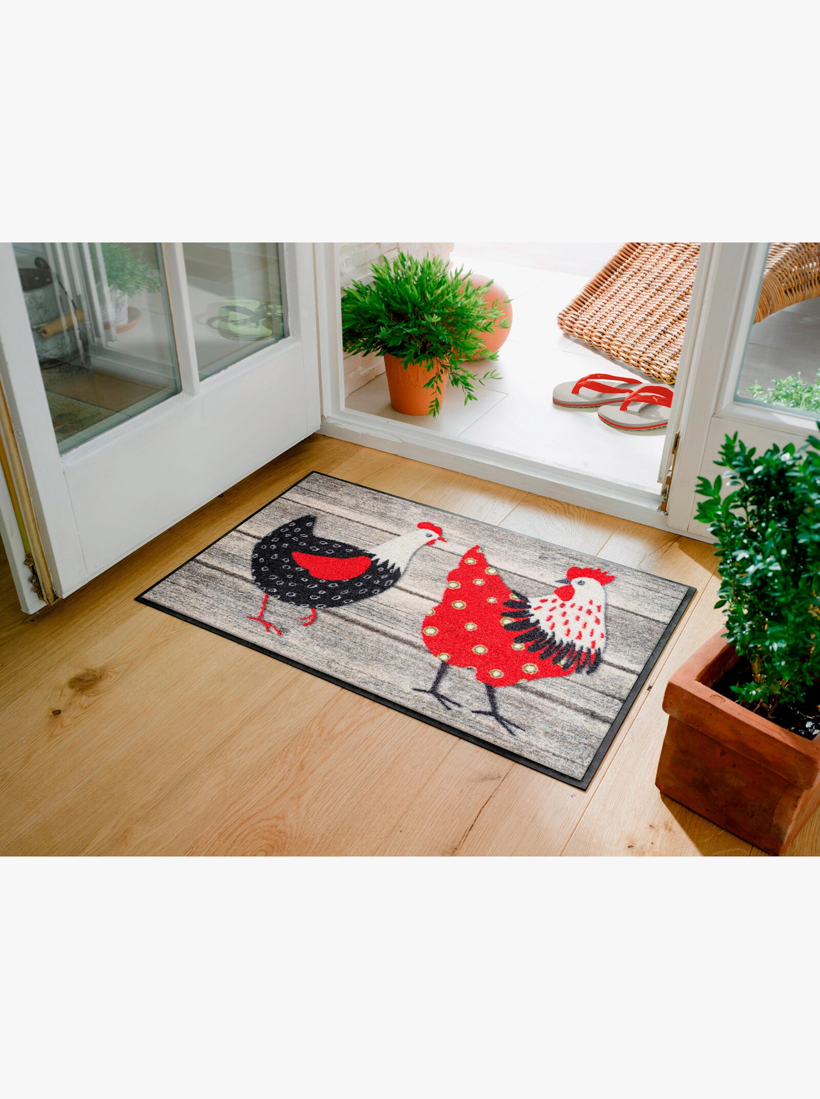 wash+dry by Kleen-Tex Fußmatte - grau-rot