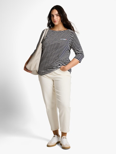 T-Shirt - navy blue offwhite stripe