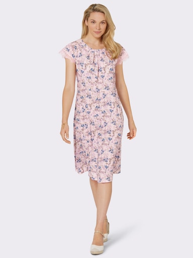 Druckkleid mit Reißverschluss im Nacken - hellrosé-bedruckt