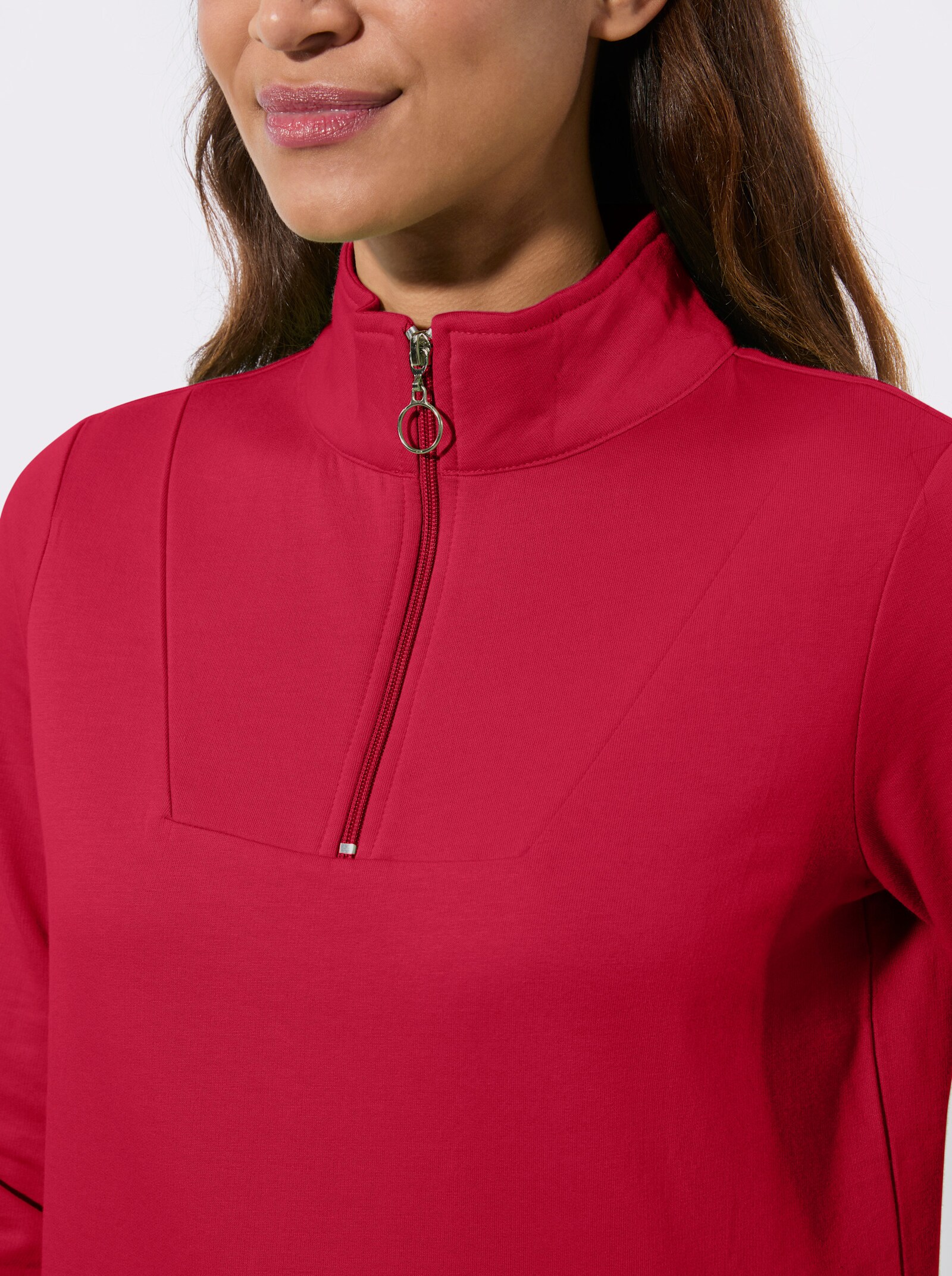 Sweatshirt mit Troyerkragen - rot