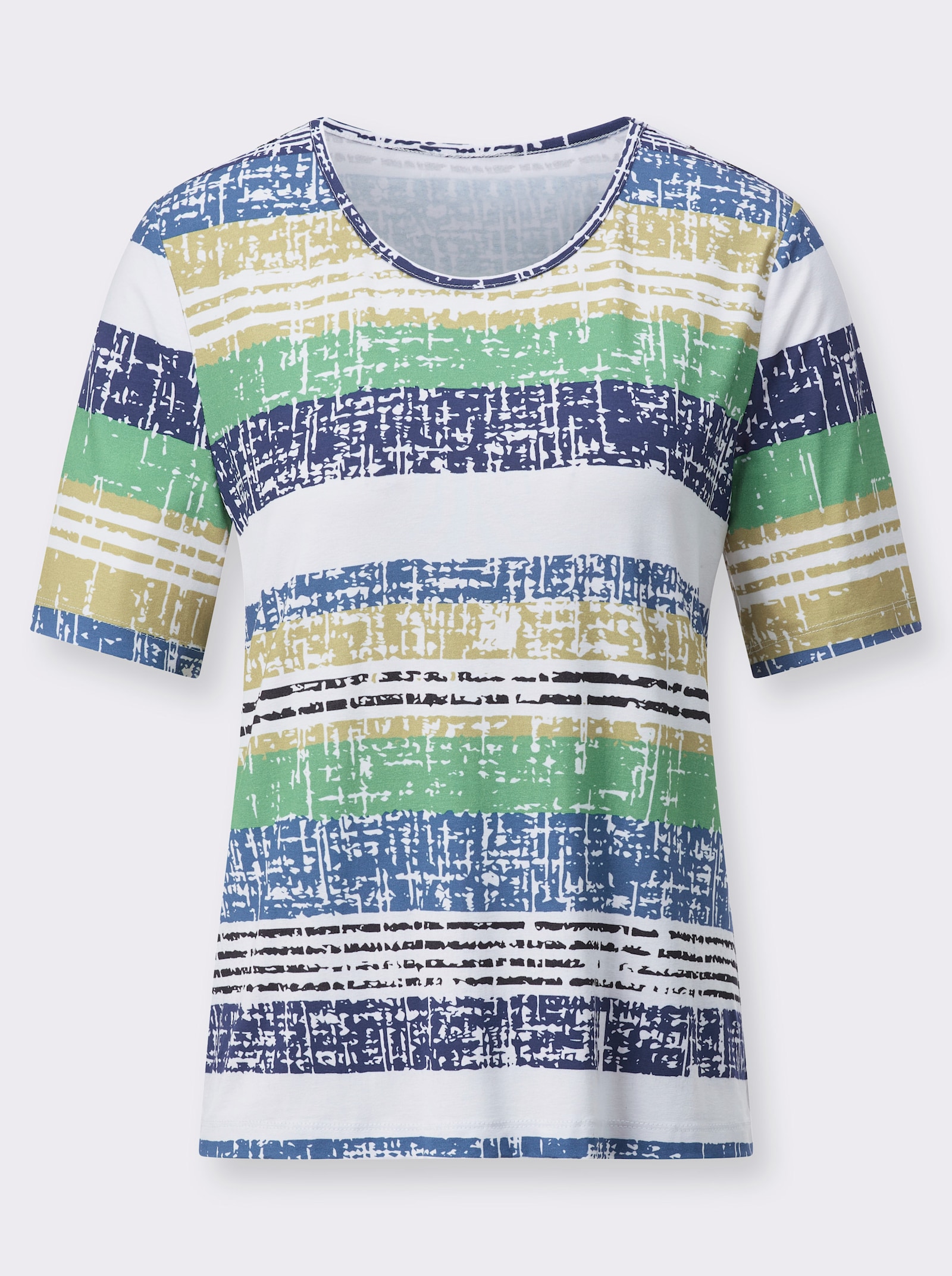 Rundhalsshirt mit kurzen Ärmeln - reseda-zitrone-bedruckt