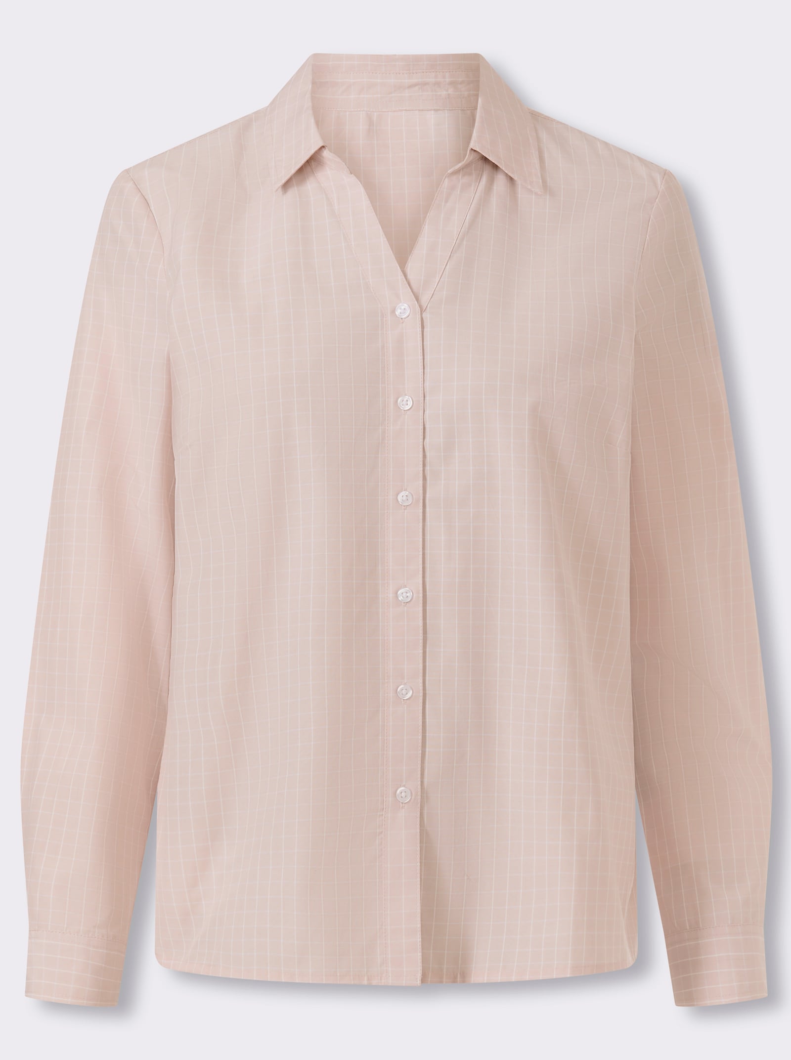 heine Karobluse mit V-Ausschnitt - puder-ecru-kariert