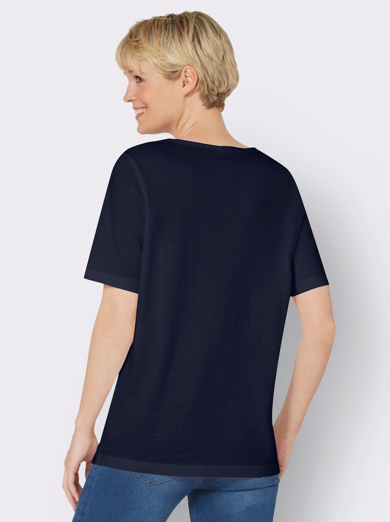 V-Shirt - marine-himmelblau