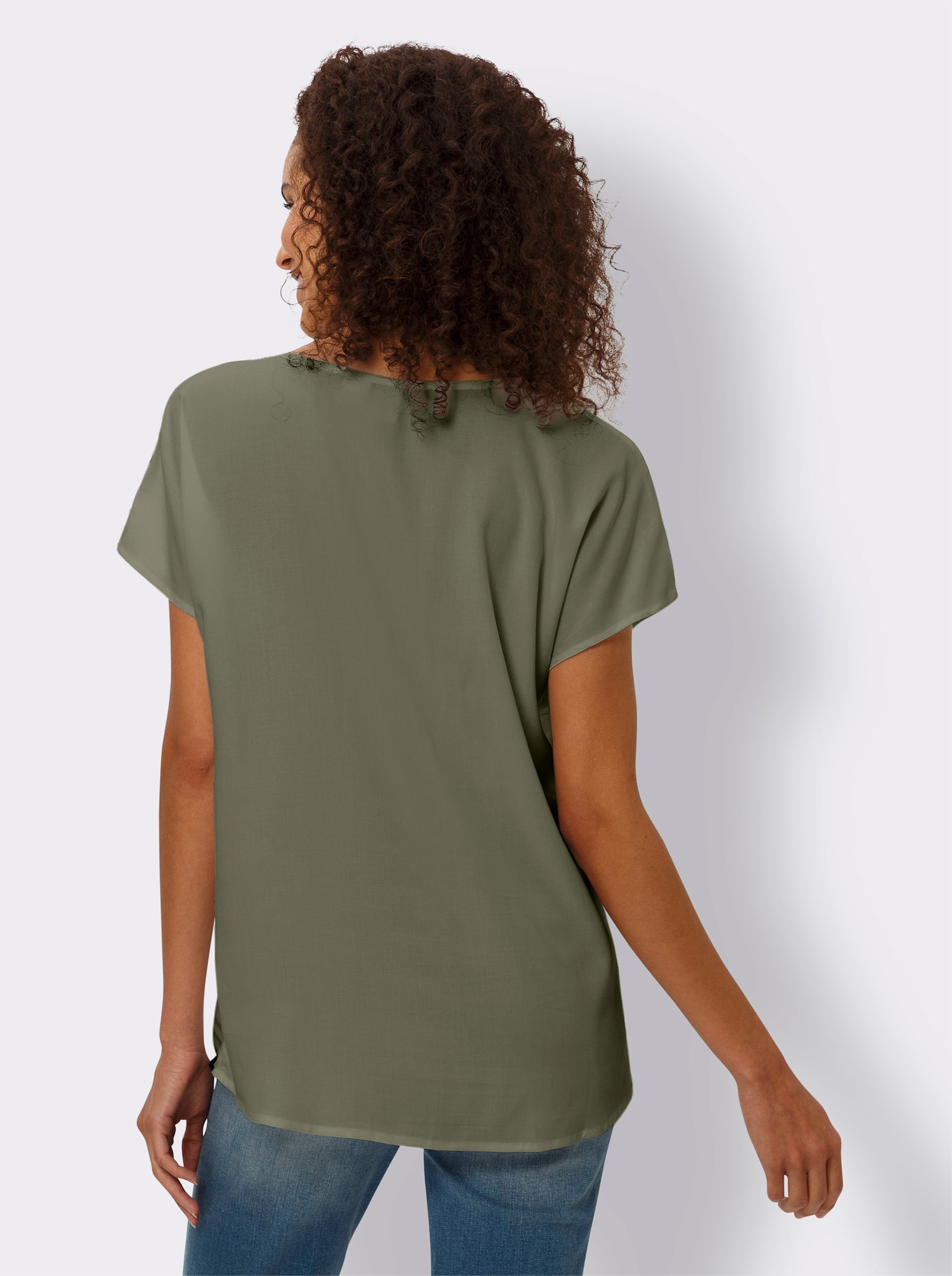 heine Kurzarmbluse aus Viskose - khaki