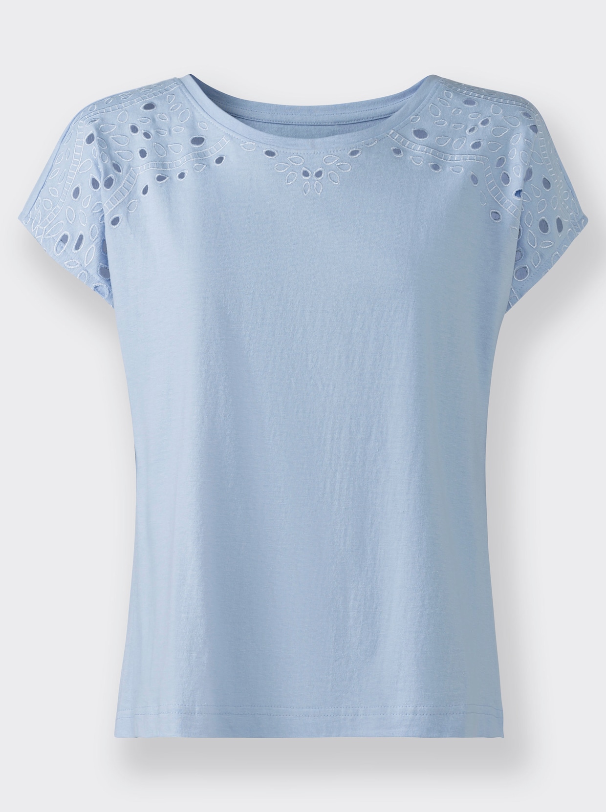 Shirt met ronde hals - ijsblauw