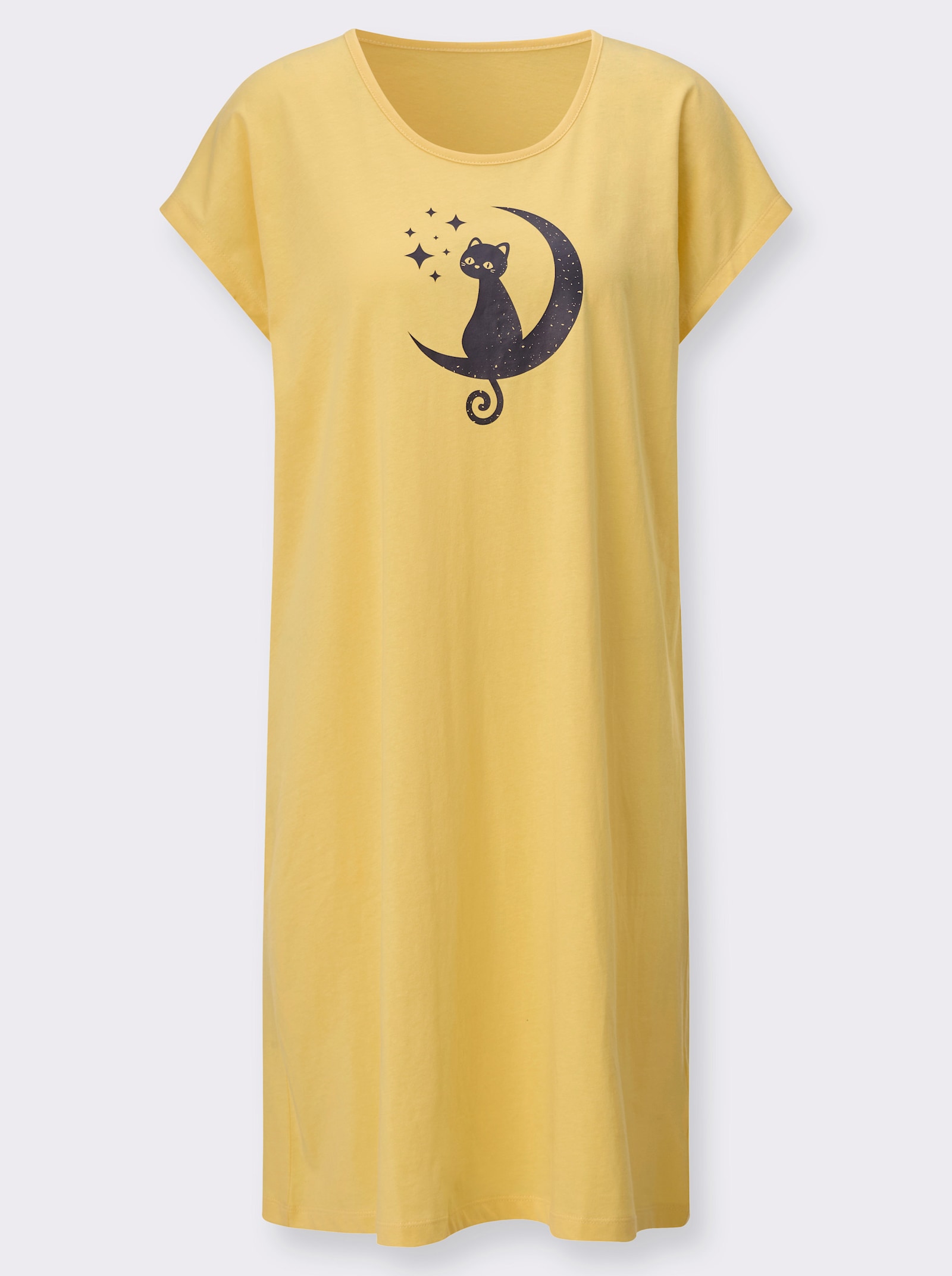 Nachthemd mit Katzen-Motiv - gelb