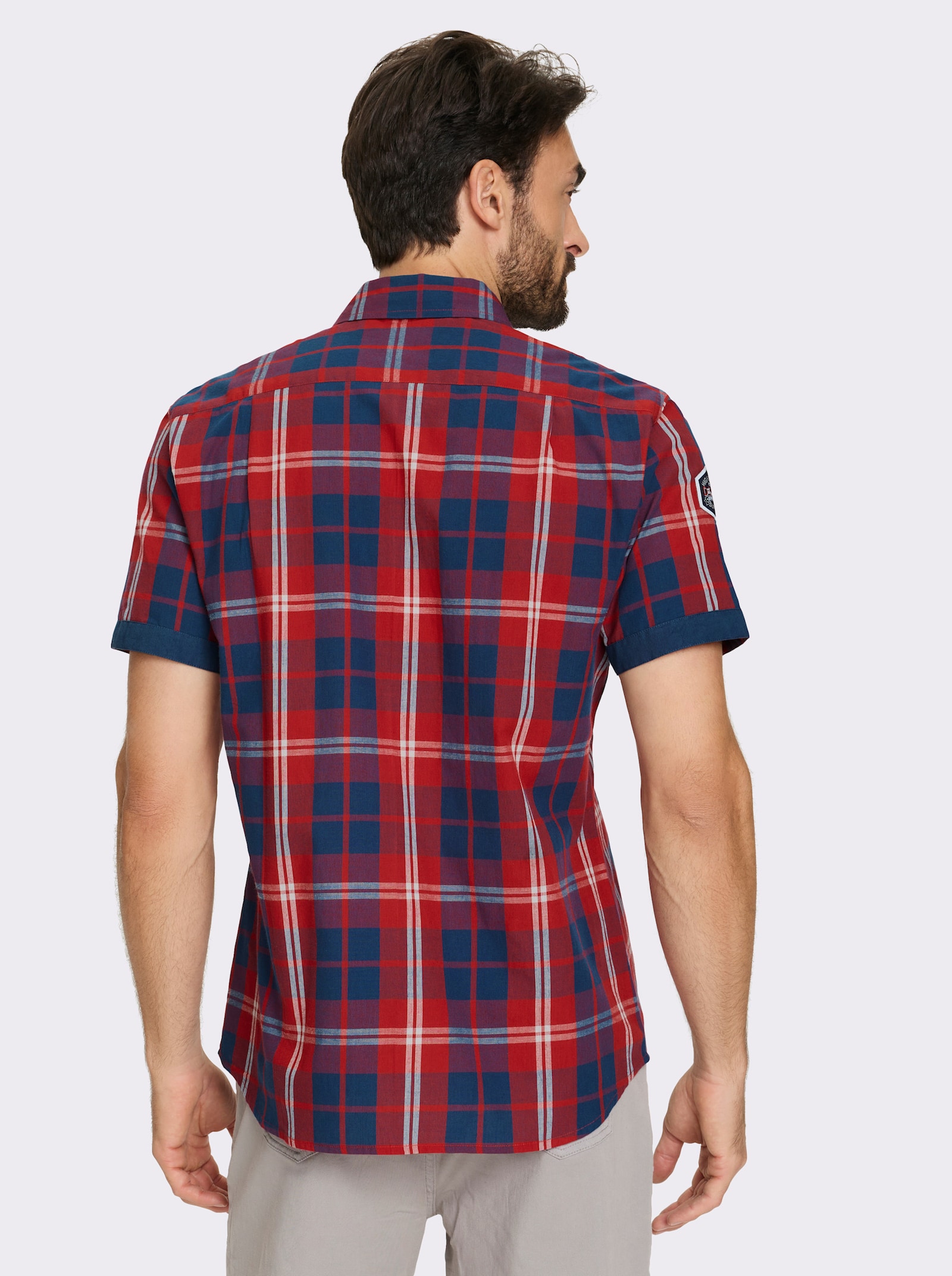 Catamaran Kurzarmhemd mit dekorativen Patches - dunkelblau-rot-kariert