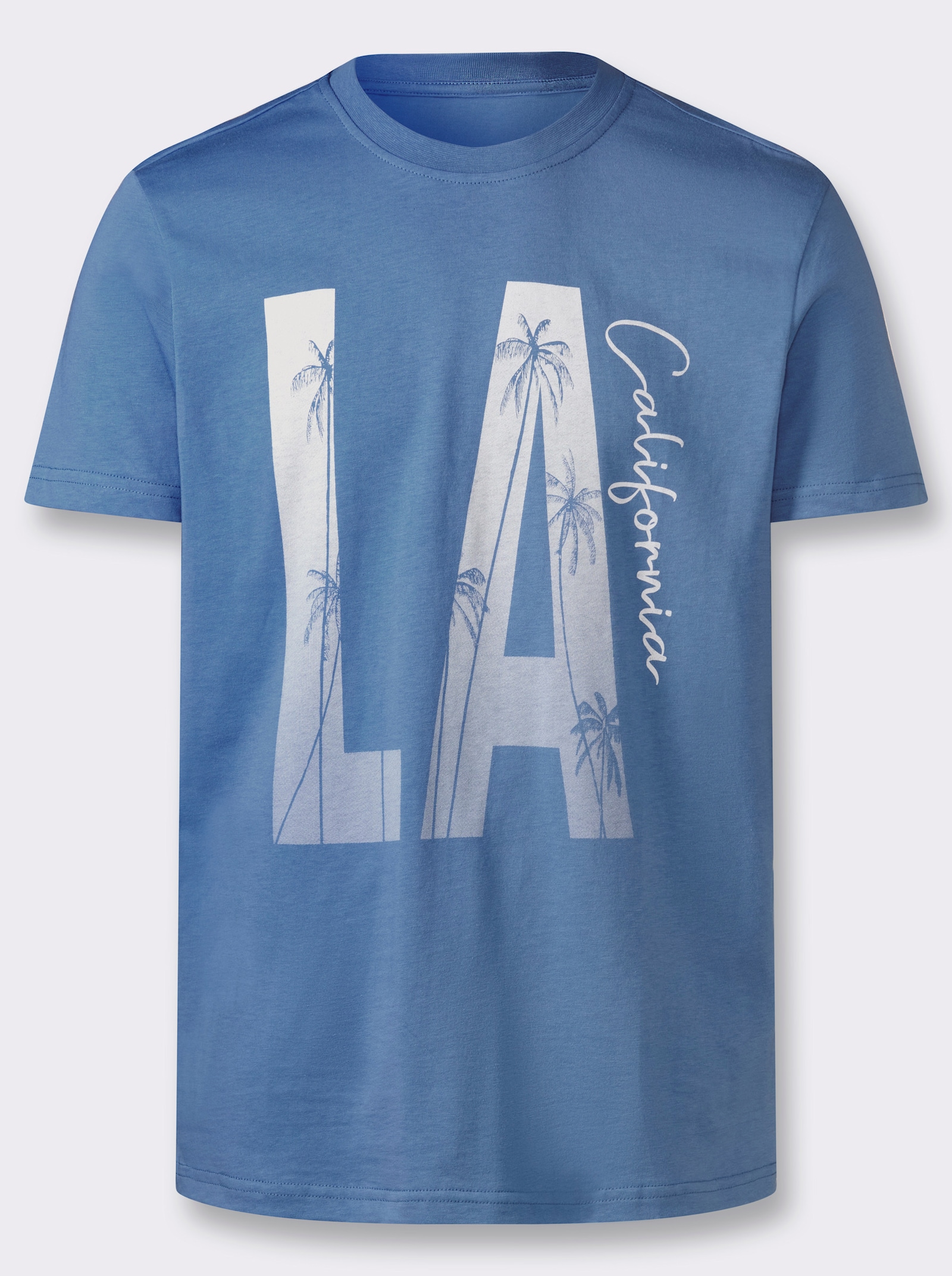 Marco Donati Kurzarmshirt mit kontrastfarbenem Print - mittelblau-bedruckt
