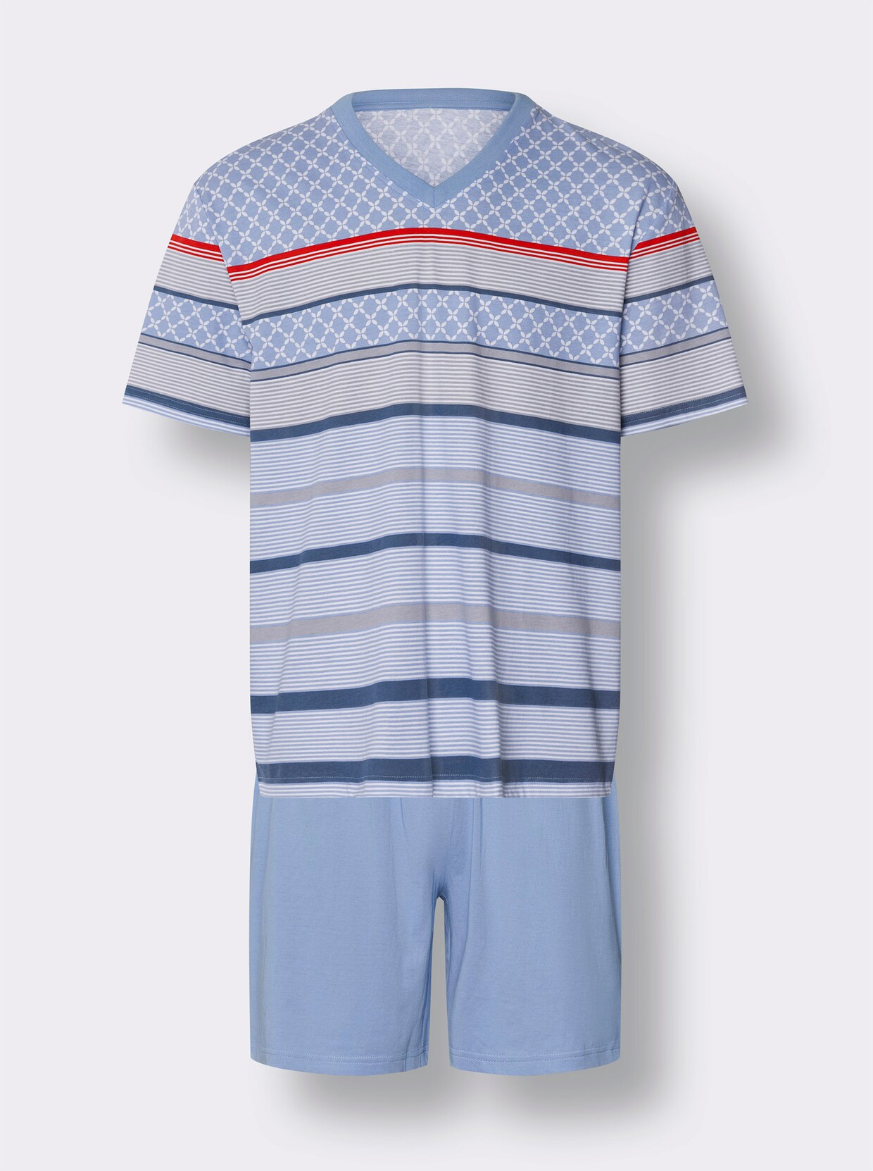 Kortärmad pyjamas - blekblå-stengrå-med tryck