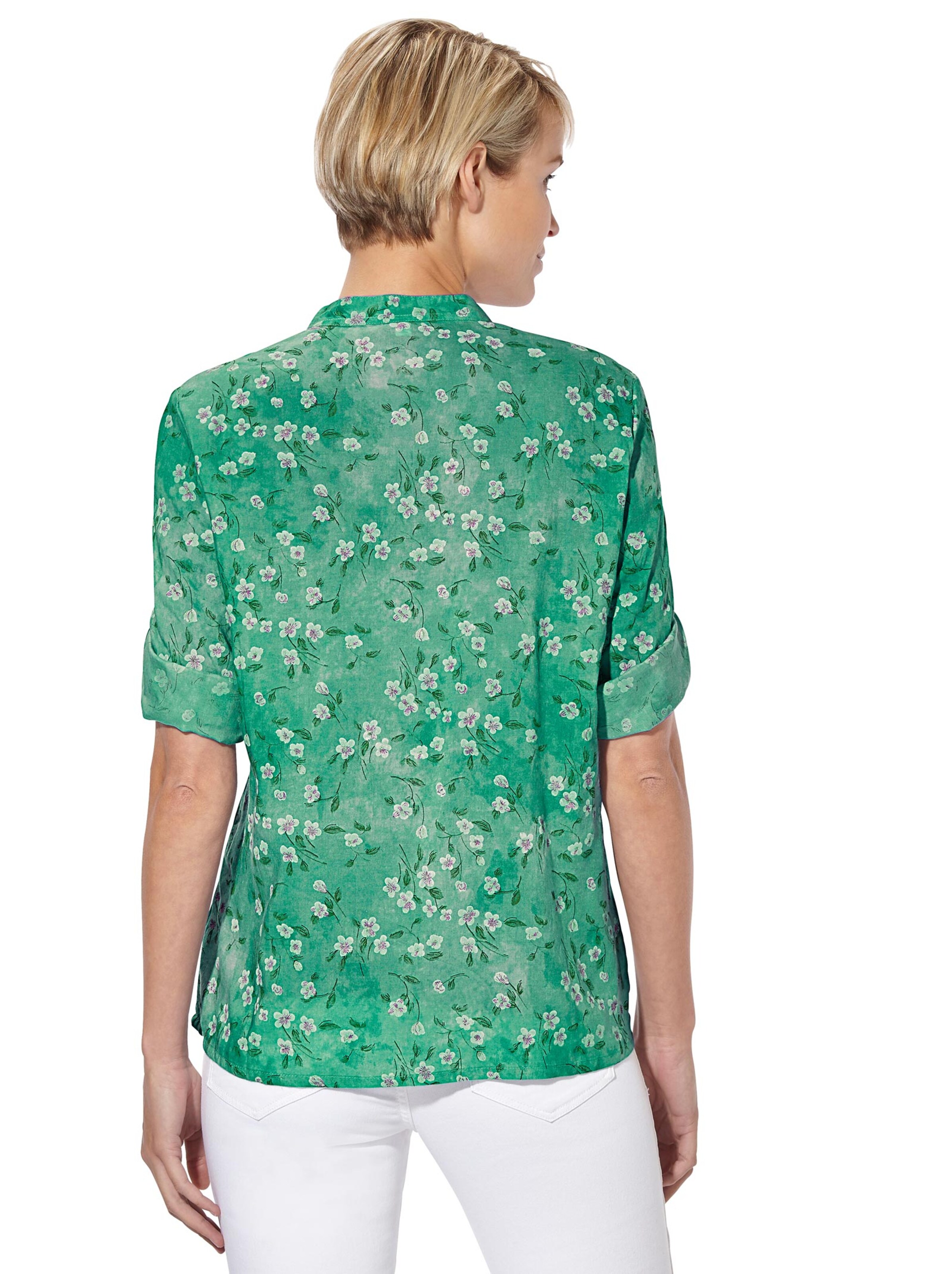 Bluse - smaragd-bedruckt