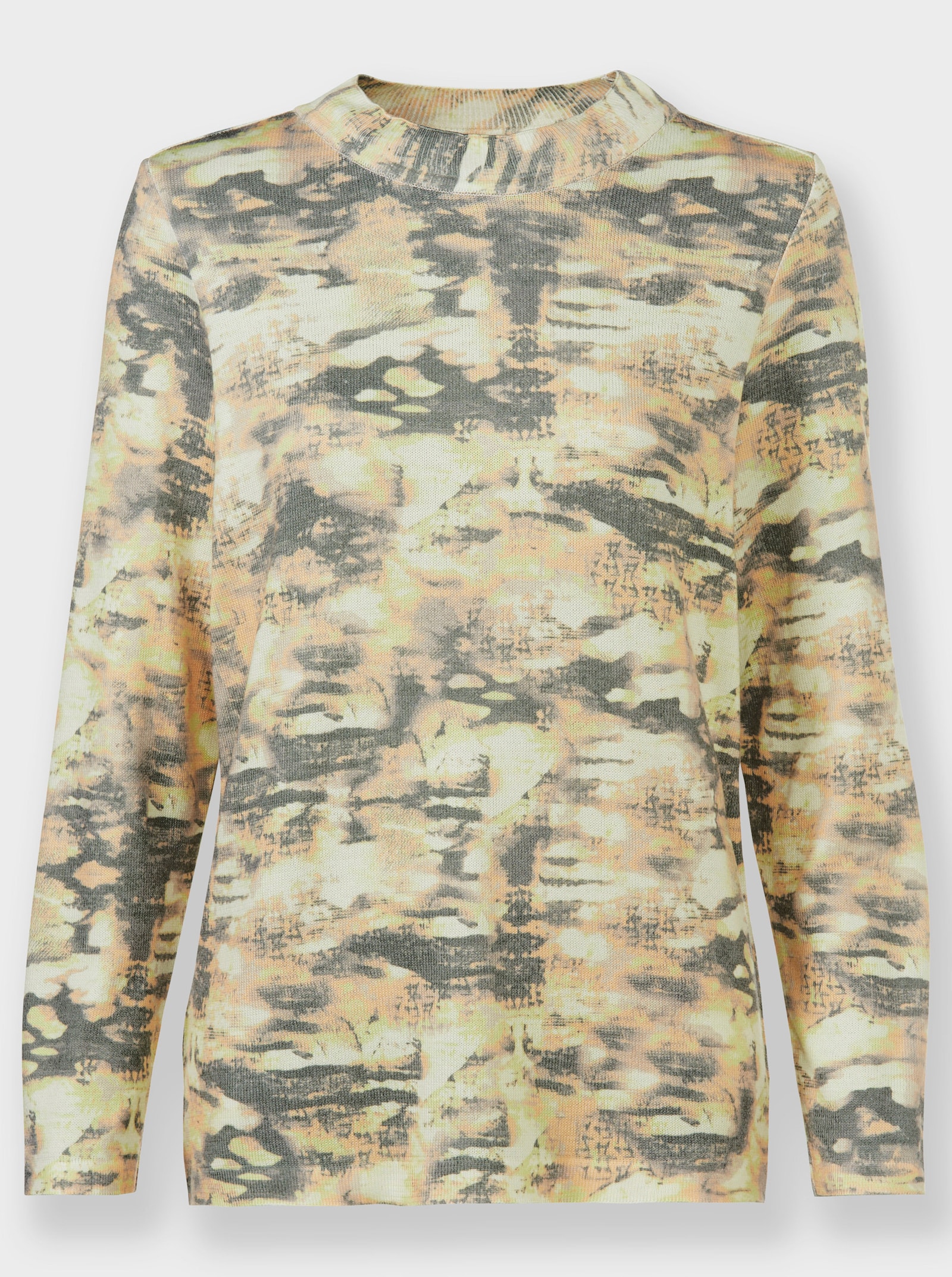 Stehkragenpullover mit bedrucktem Strick - schlamm-vanille-bedruckt