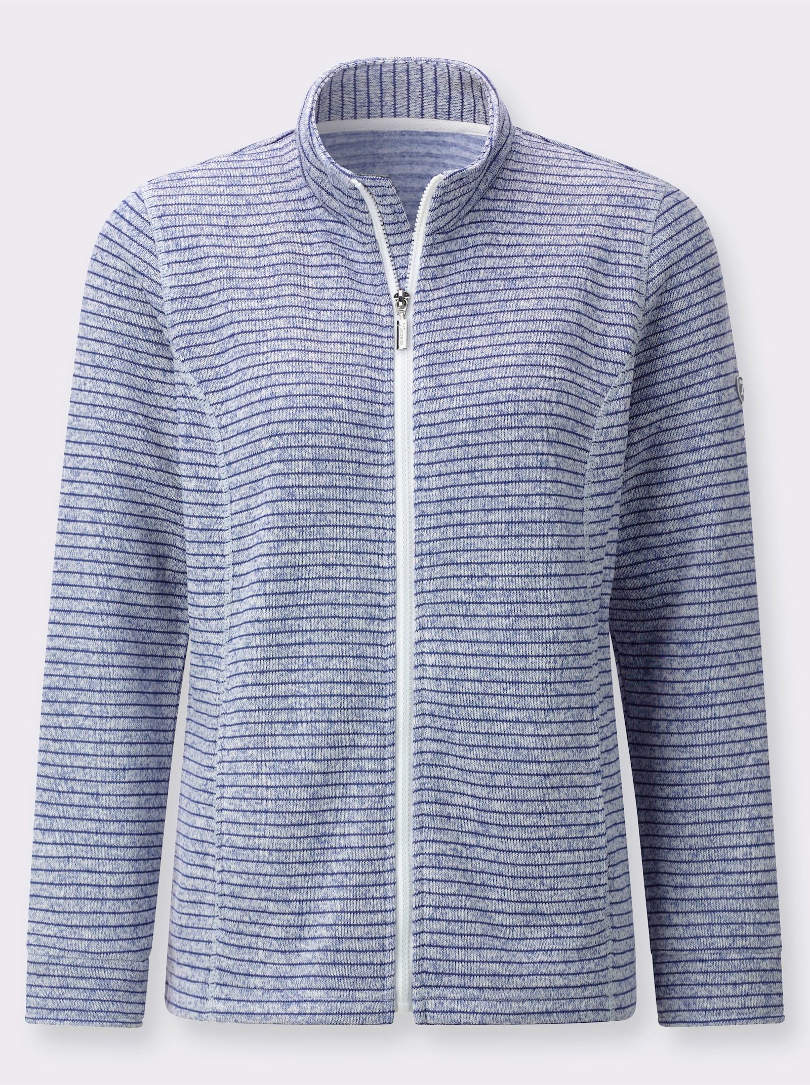 Strickfleecejacke mit Nahttaschen - jeansblau-meliert