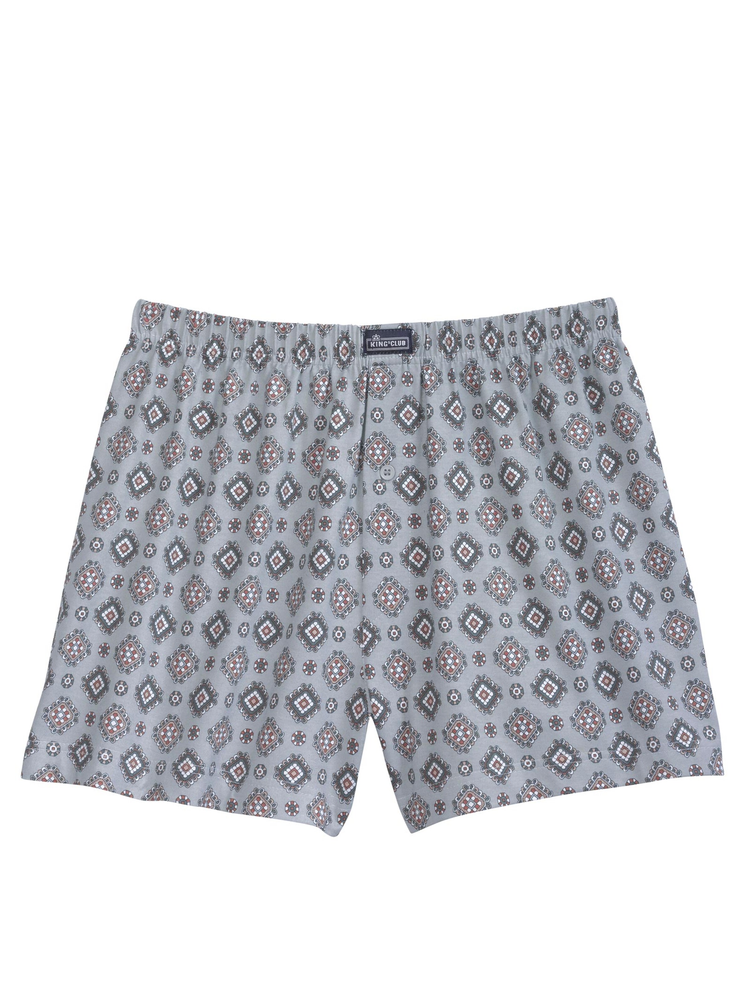 KINGsCLUB Boxershorts - grau-bedruckt + bordeaux-bedruckt