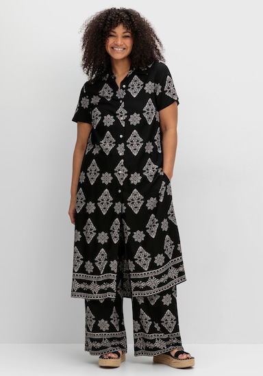 sheego by Joe Browns Longbluse - schwarz-gemustert