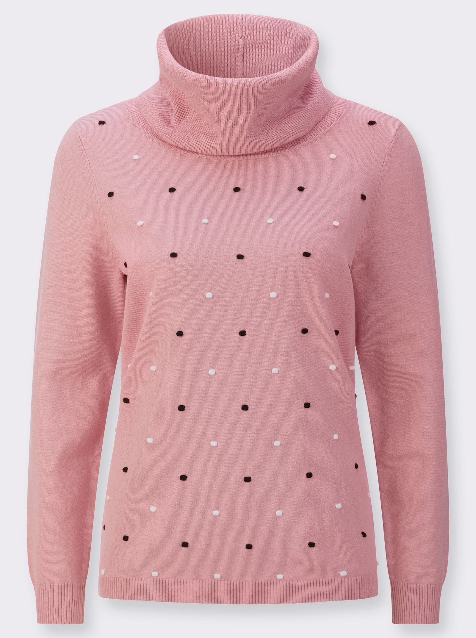 Rollkragenpullover mit Pünktchen-Muster - hortensie